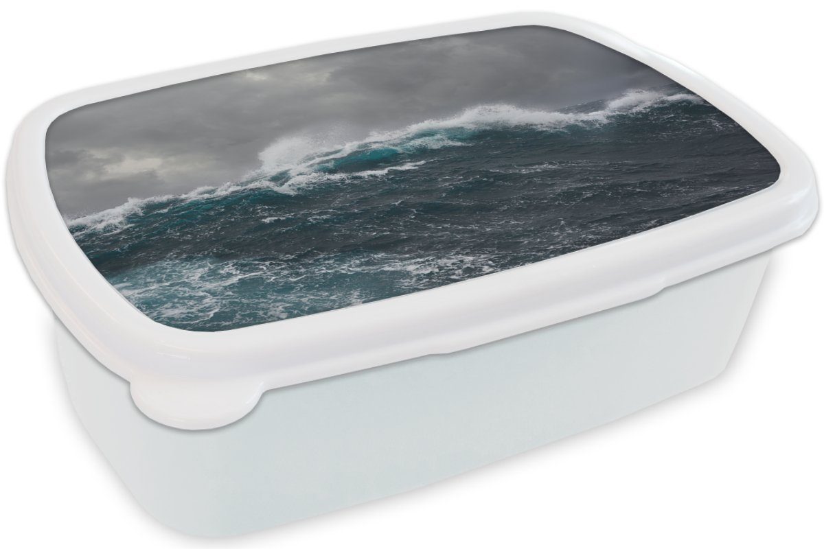 MuchoWow Lunchbox Meer (2-tlg), und Sturm und Brotbox Welle, Brotdose, Kinder Jungs Erwachsene, Mädchen - für weiß für - Kunststoff