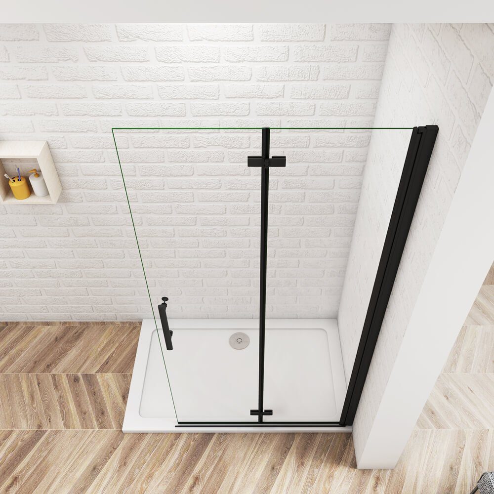 duschspa Duschwand 185cm Nano Glas Nischentür Dusche schwarz Falttüren Duschabtrennung, Einscheibensicherheitsglas, Sicherheitsglas, (Set), Nano Glas – Bild 5 von 5