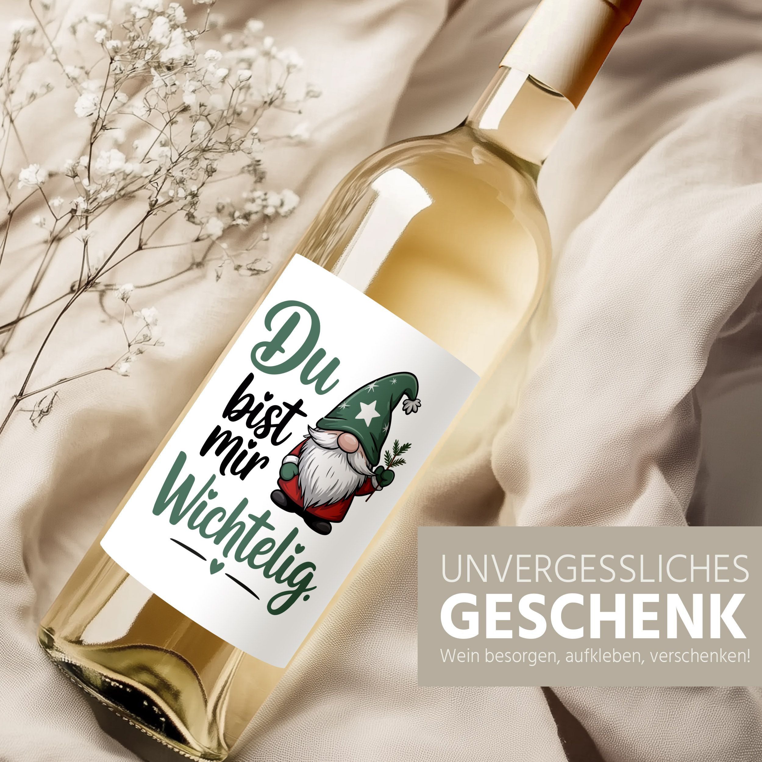 SpecialMe Aufkleber Weinetikett Weihnachten Flaschenaufkleber Wichtel Weihnachtszwerge