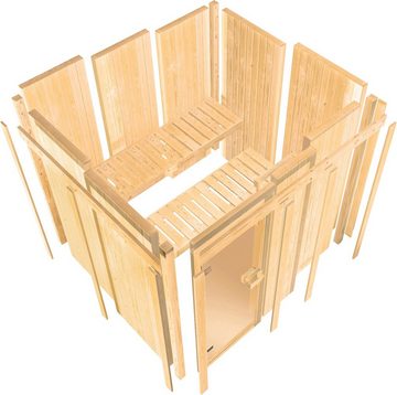 Karibu Sauna Anike 3, BxTxH: 231 x 196 x 198 cm, 68 mm, (Set) 9-kW-Bio-Ofen mit externer Steuerung