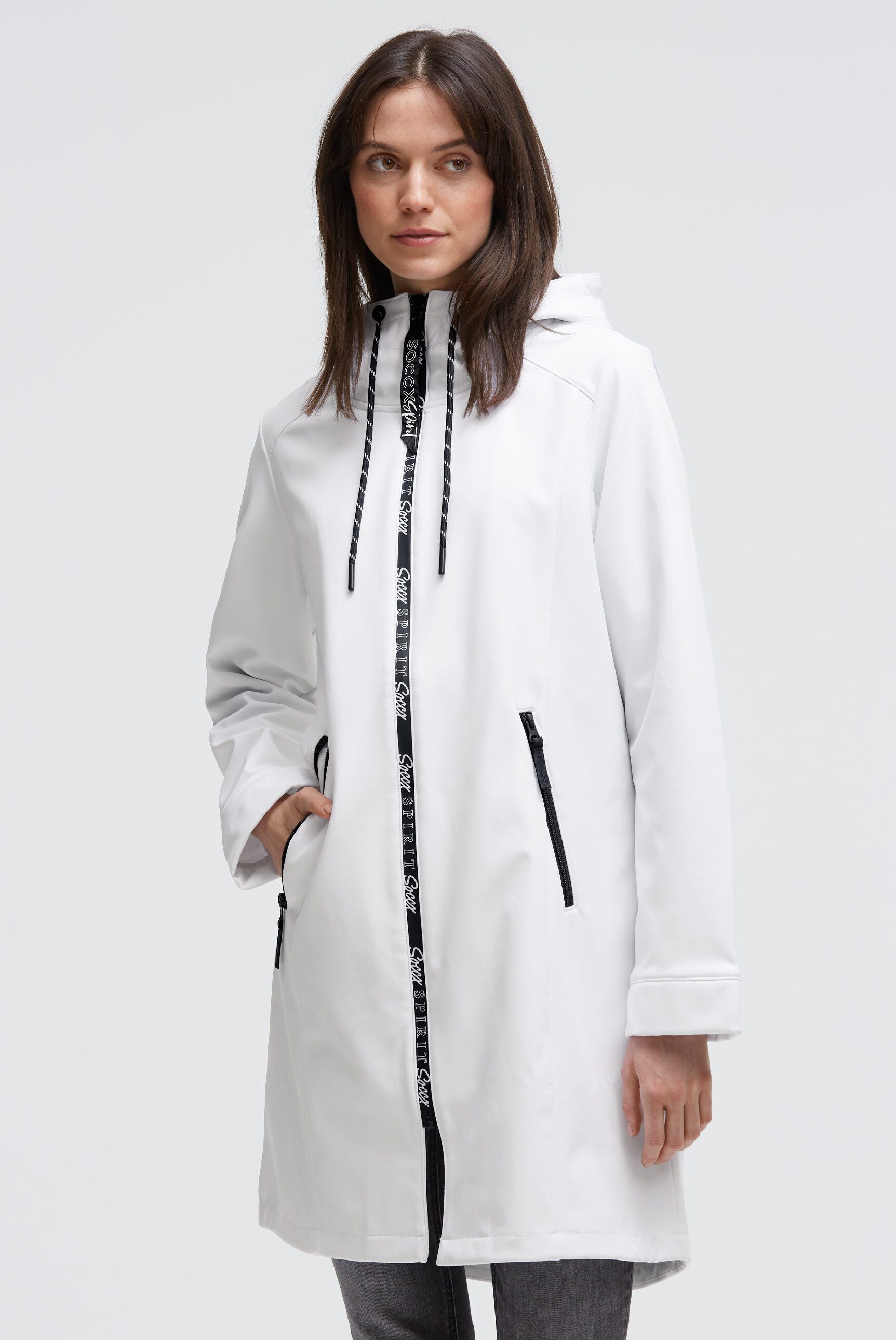 SOCCX Softshelljacke mit seitlichen Reißverschlusstaschen