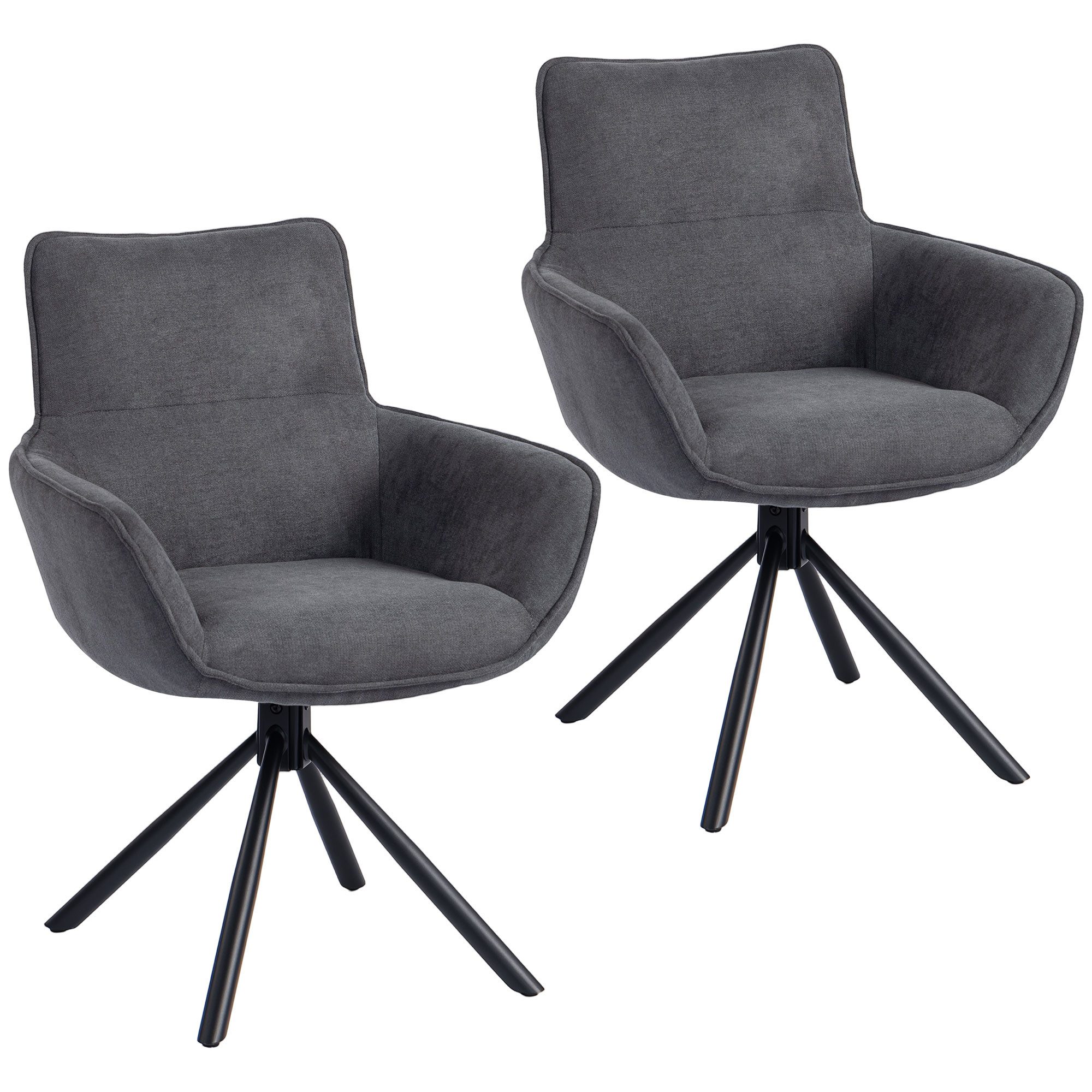 HOMCOM Esszimmerstuhl Drehbar Sessel mit Armlehne, Metallbeine (Küchenstuhl günstig online kaufen