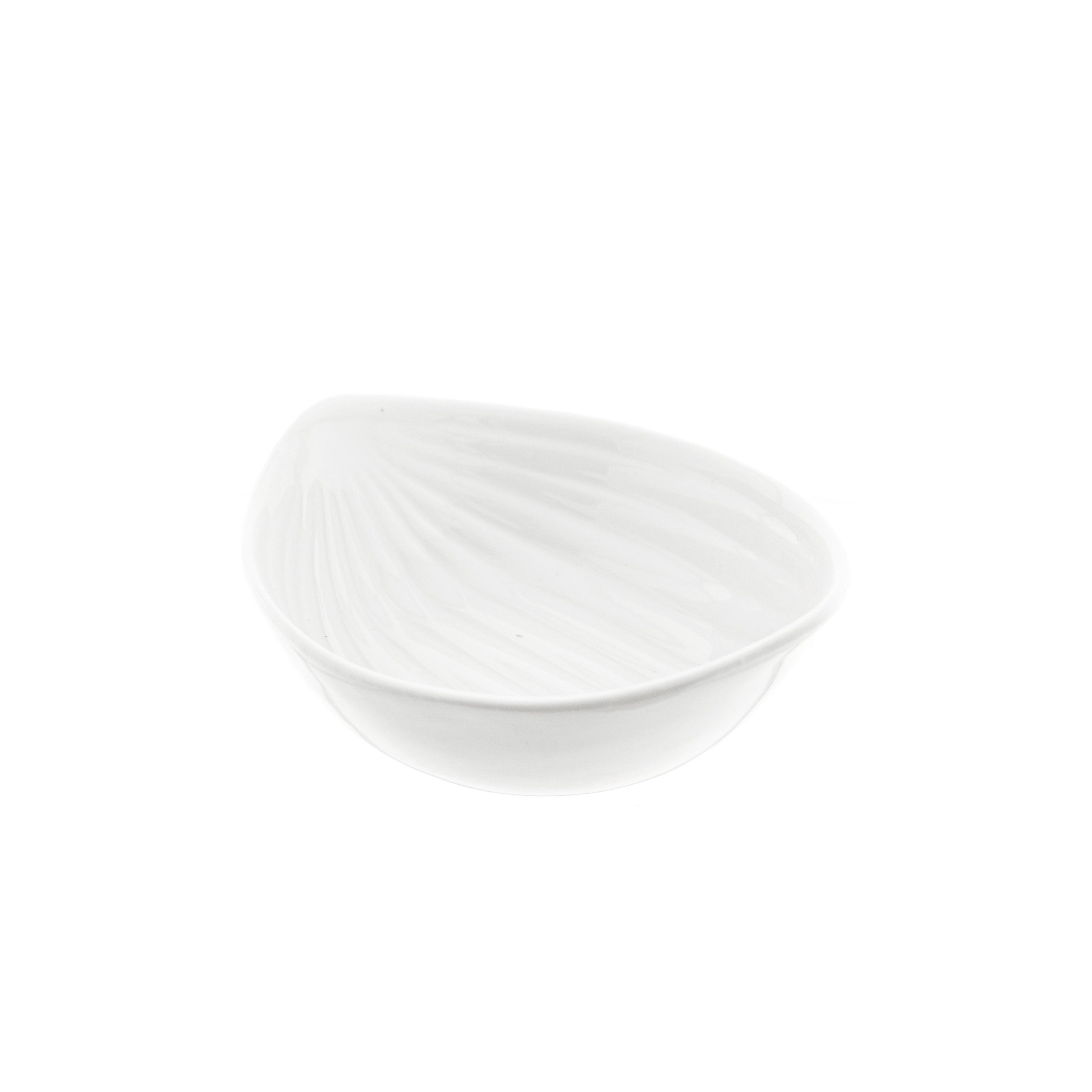 Sunay Snackschale 8 Teiliges Set in Weiß aus Porzellan Riffle Design Ovalförmig, (8-tlg)