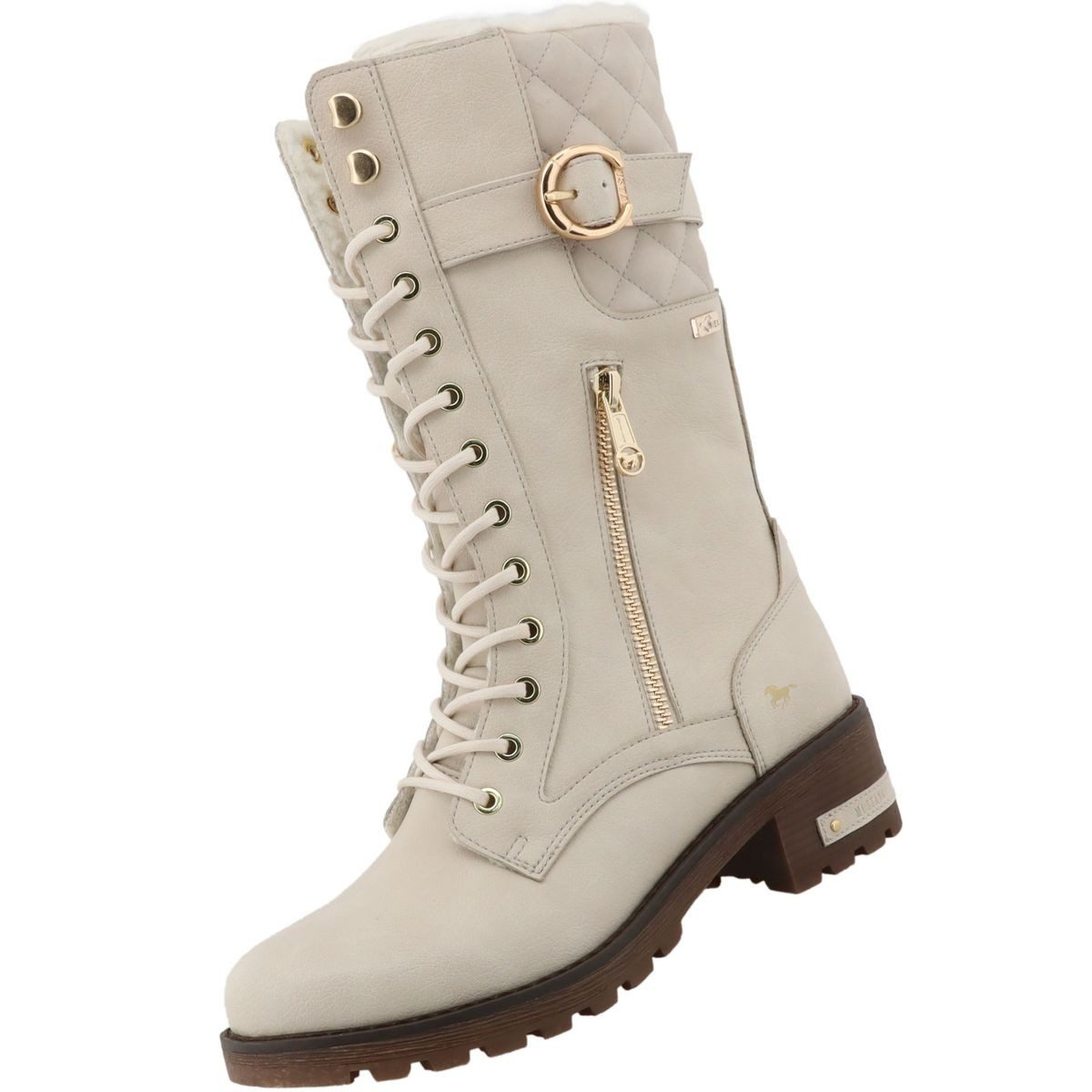 Mustang Shoes 15M0082005-cream Stiefel Gefütterter Langschaft-Stiefel mit Tex-Membrane
