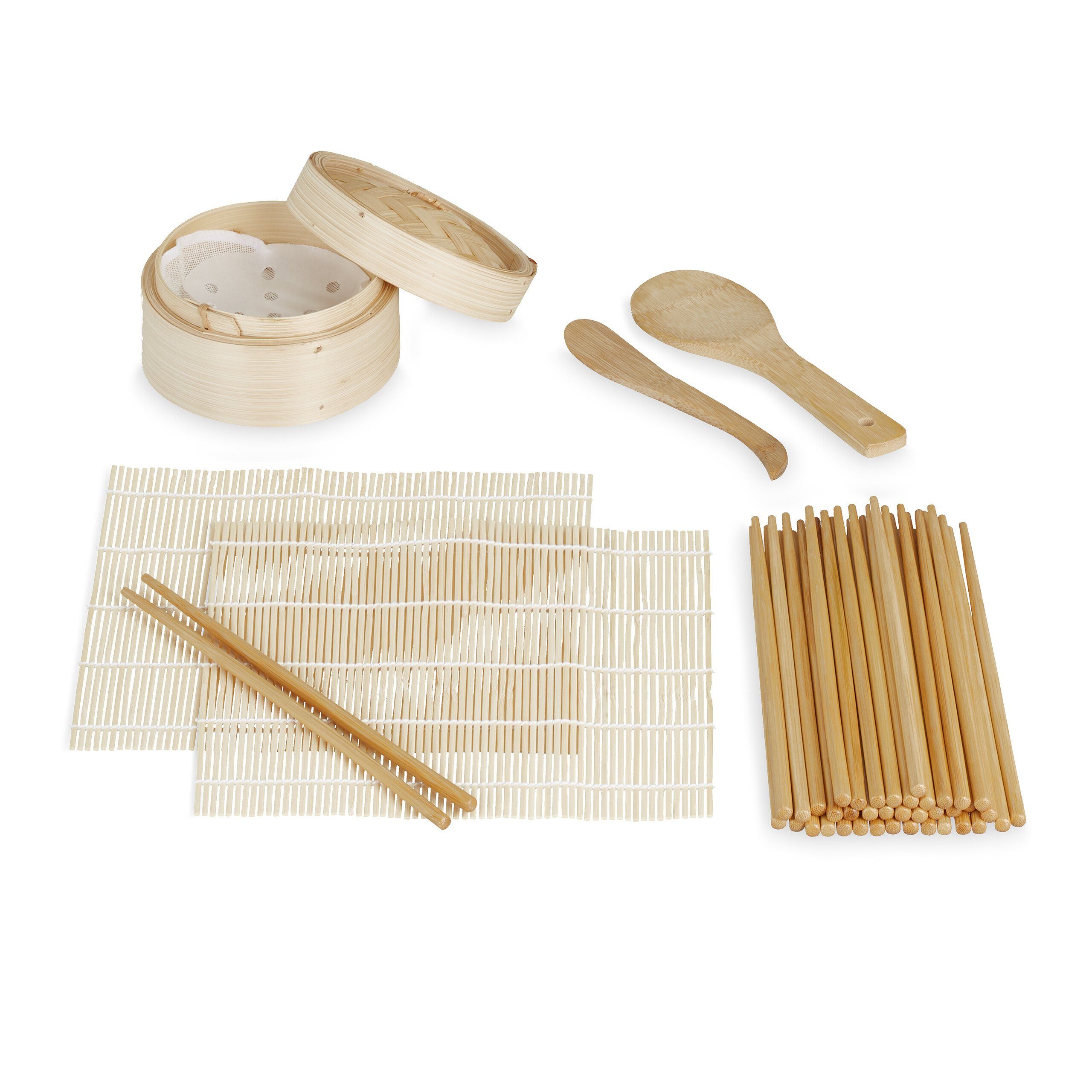 relaxdays Sushi-Roller Sushi Set Bambus