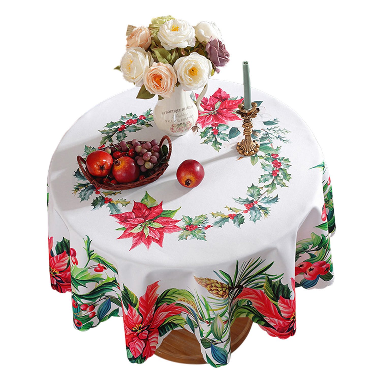 Refttenw Tischdecke 120cm/150cm Runde Weihnachtstischdecke für Weihnacht Pa günstig online kaufen