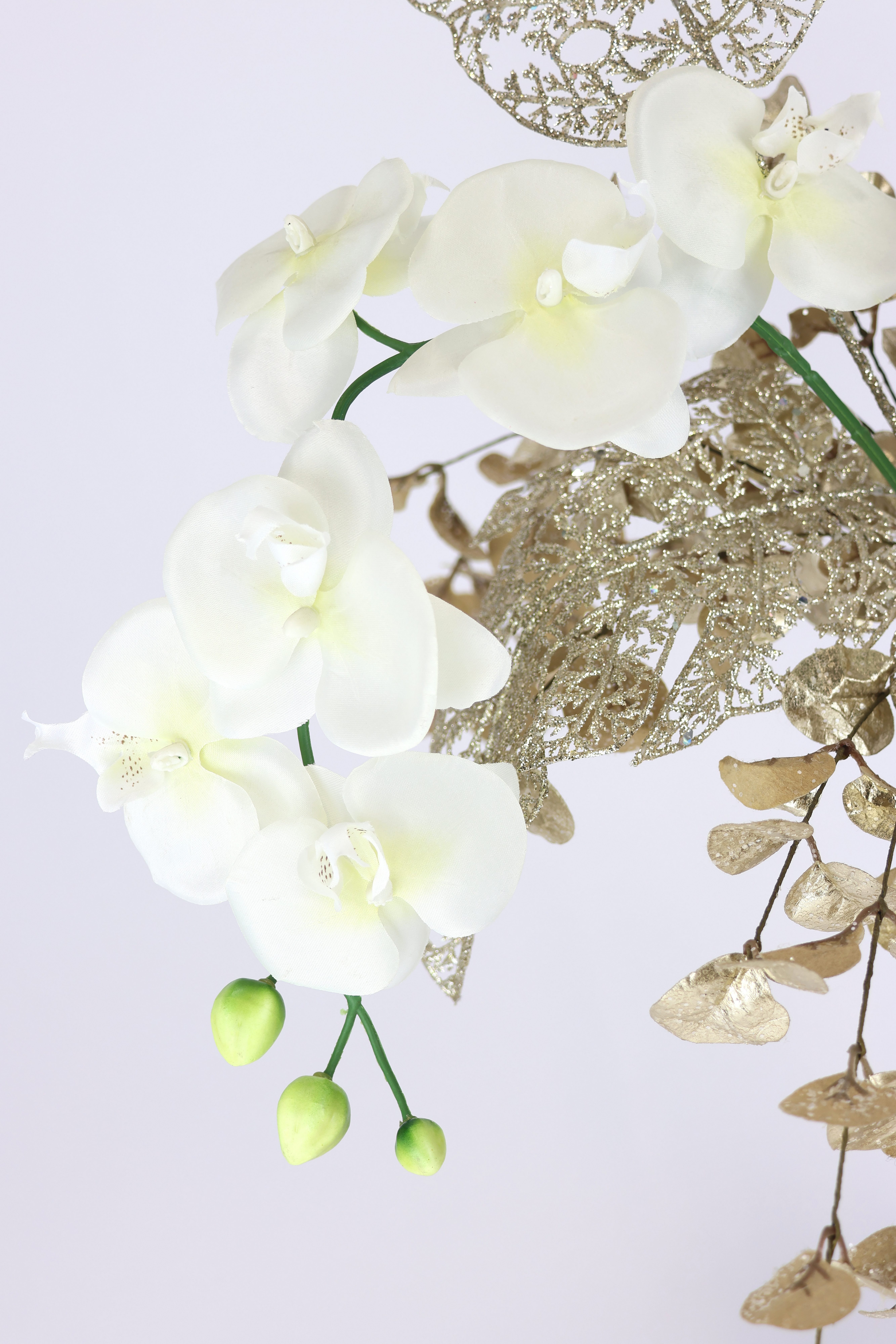 Winterliche Kunstpflanze Gesteck mit Orchidee in Keramikvase, festliche Wei günstig online kaufen