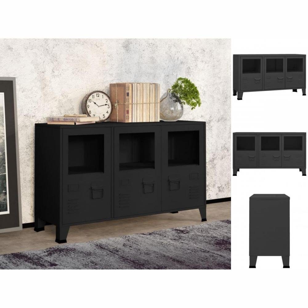 vidaXL Sideboard Industrial Sideboard Schwarz 105x35x62 cm Metall und Glas