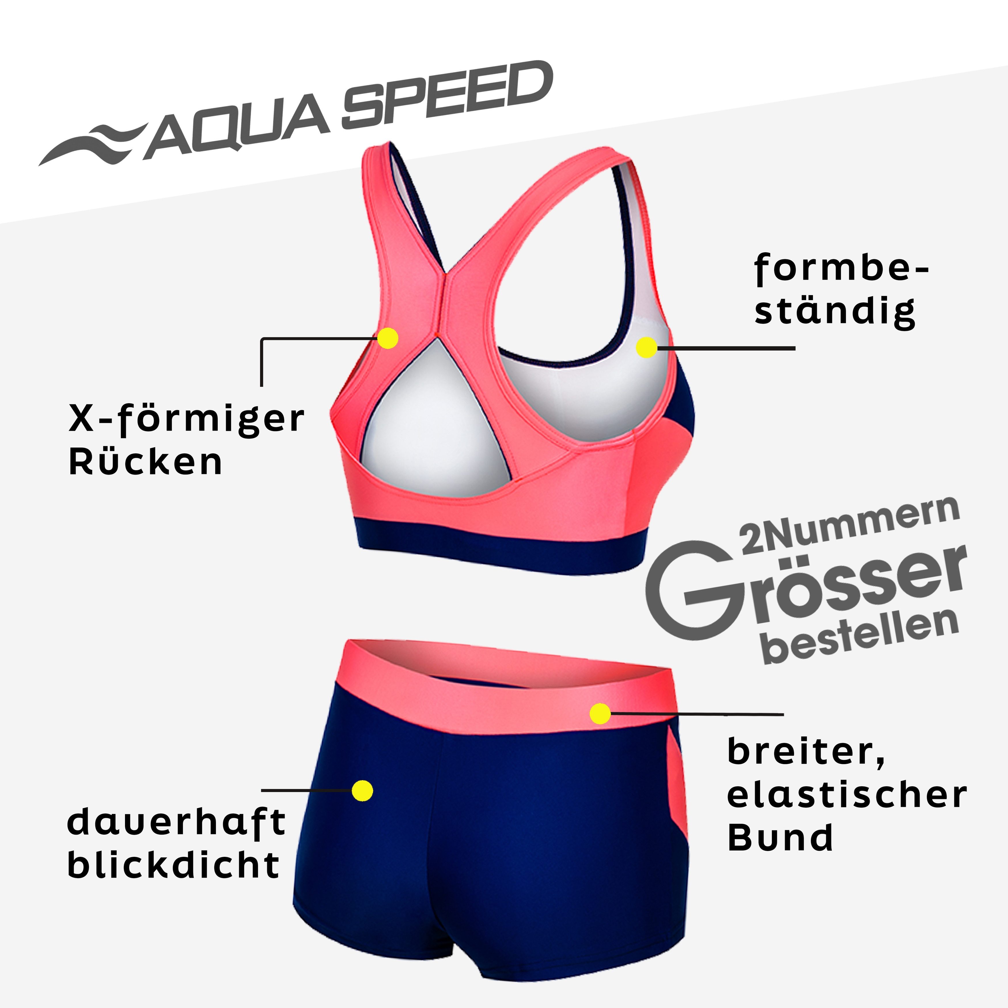 Aqua Speed Bustier-Bikini FIONA Damen Bikini Zweiteiler sportlicher & blickdicht