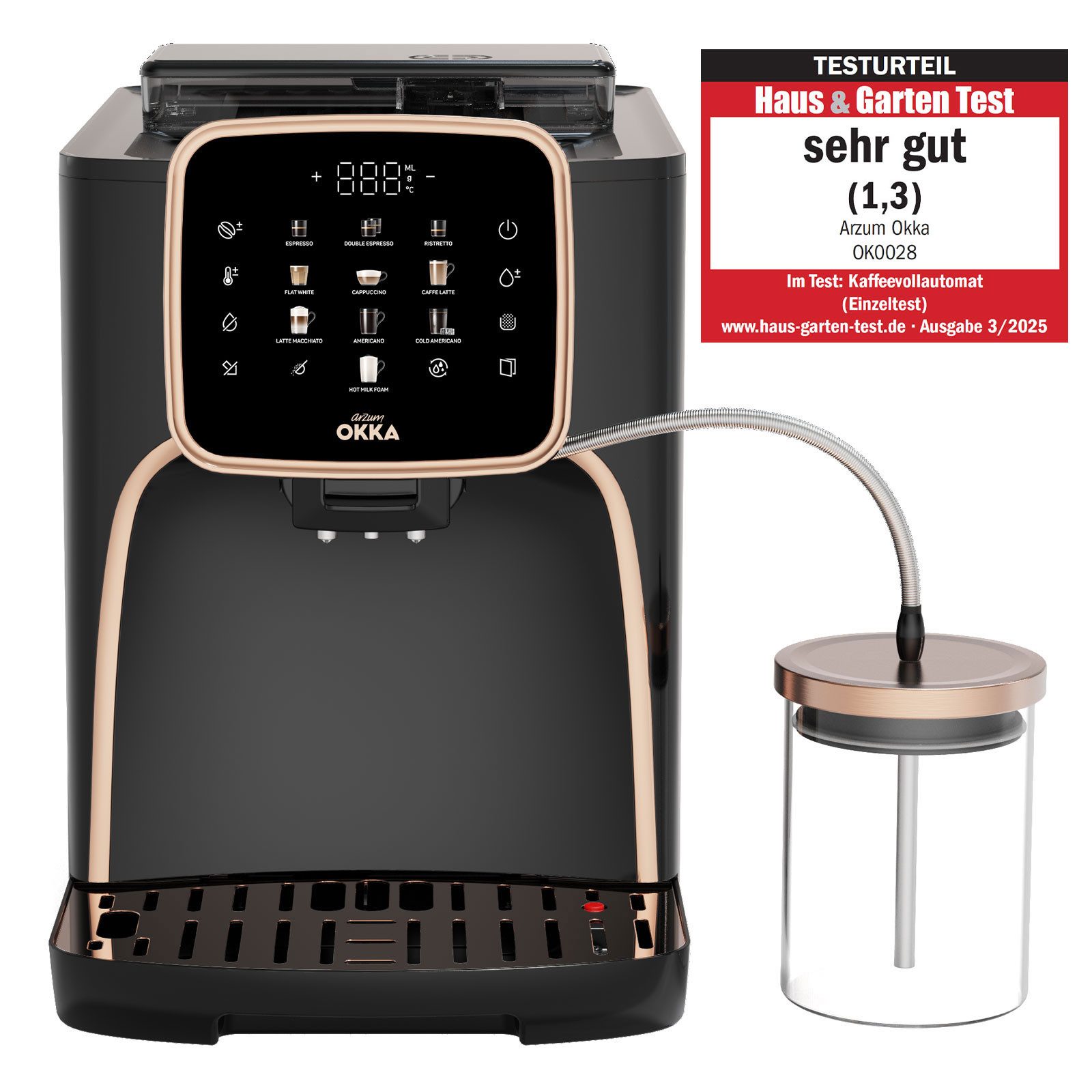 Arzum Kaffeevollautomat OK0028-0400, 19 Bar Pumpe
