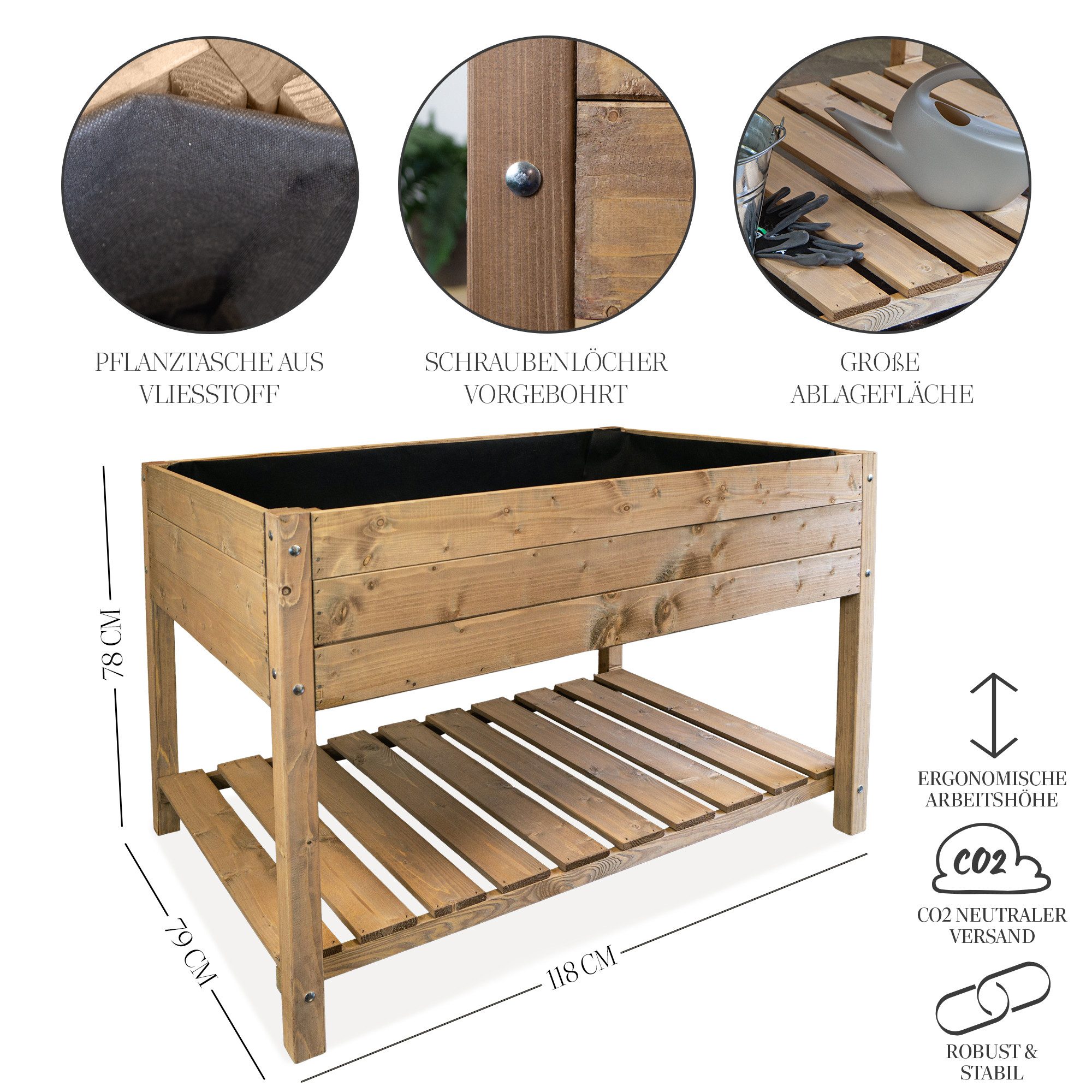Kistenkolli Altes Land Allzweckkiste Hochbeet XL 118x79x78cm