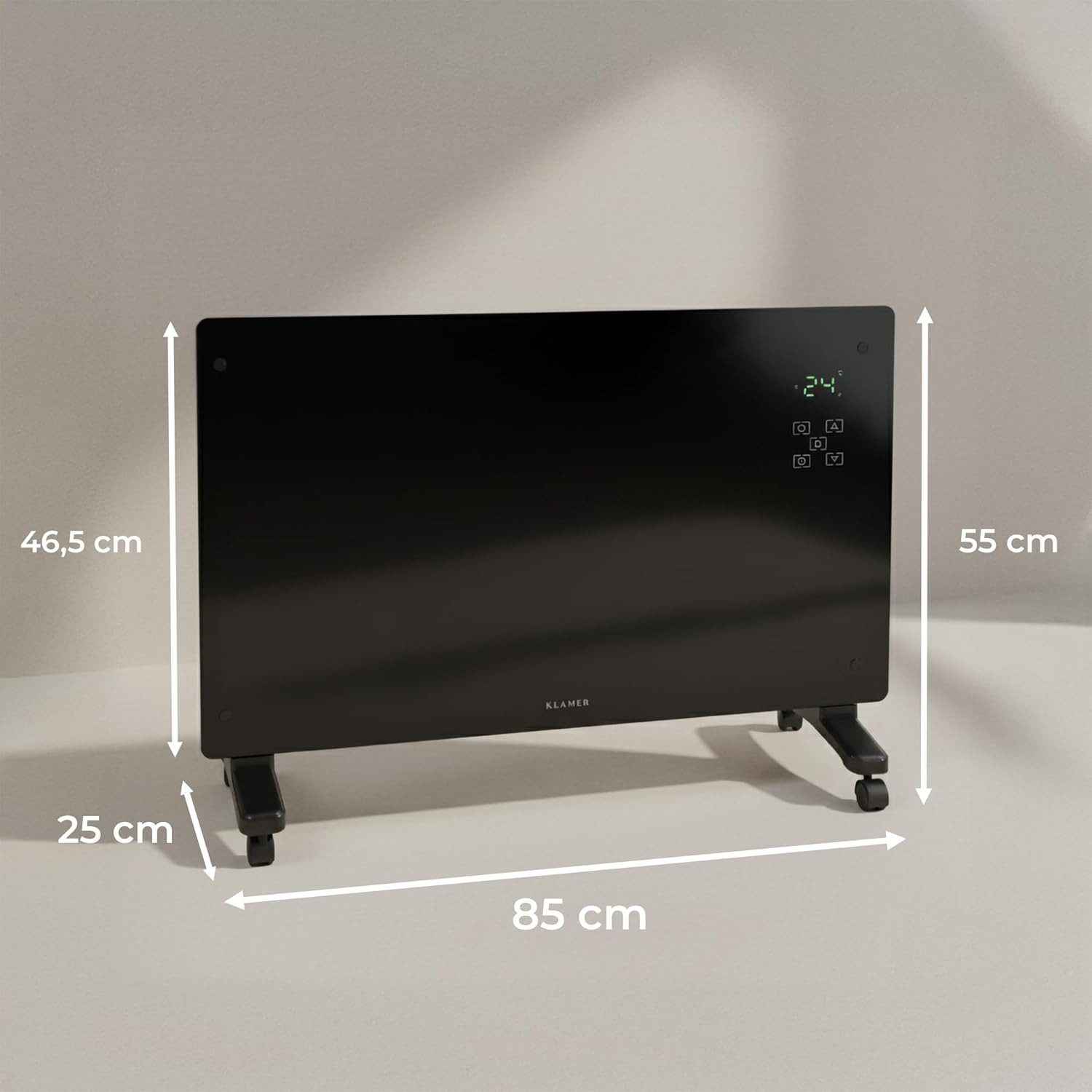 KLAMER Konvektor Pro 2500 W WLAN Heizgerät – Smart Konvektor mit App- & Timersteuerung…, LED Display, Programmierbare Heizpläne, Drei intelligente Heizmodi