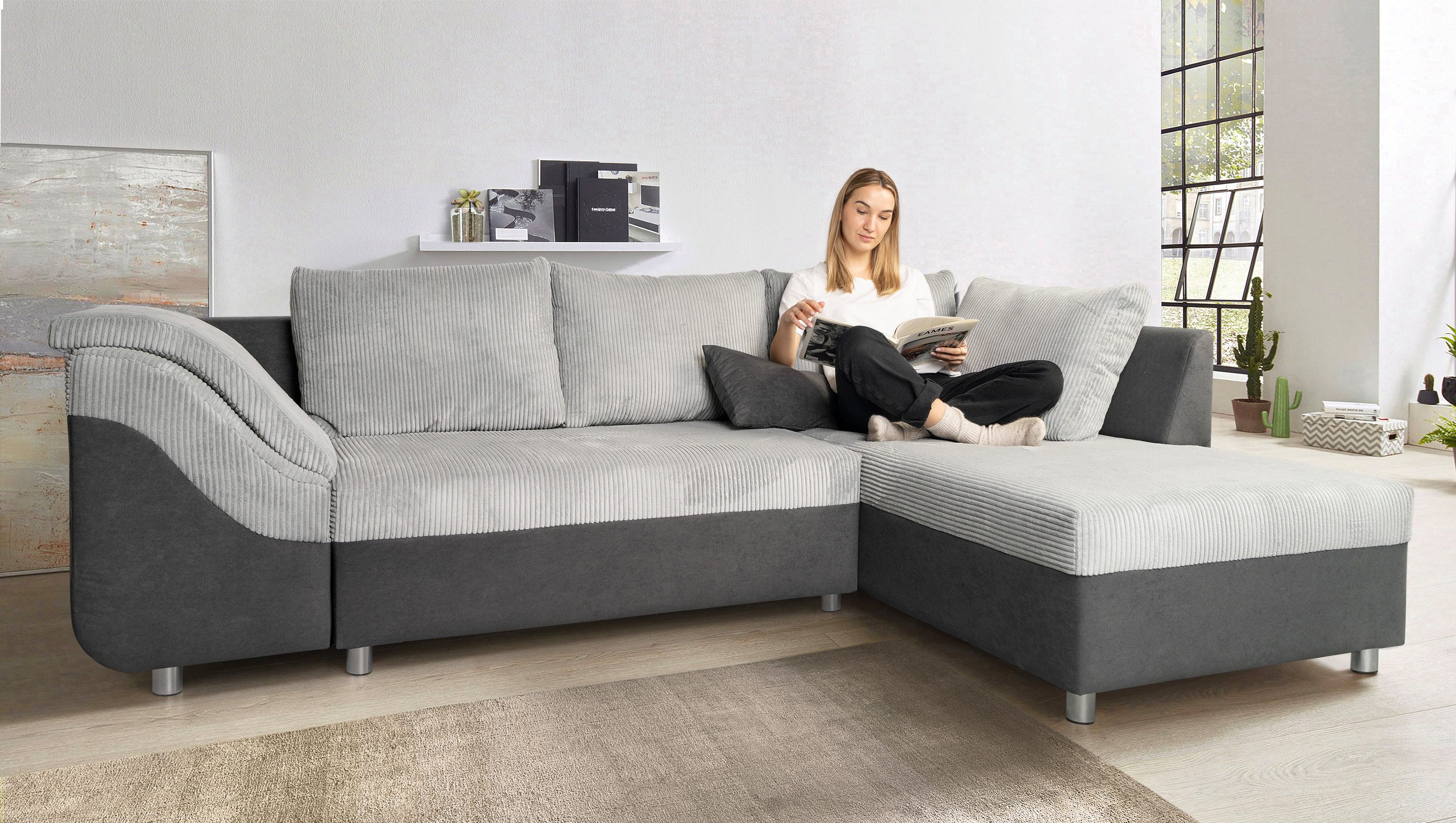 COLLECTION AB Ecksofa "Sally L-Form" mit und ohne Bettfunktion, inklusive l günstig online kaufen