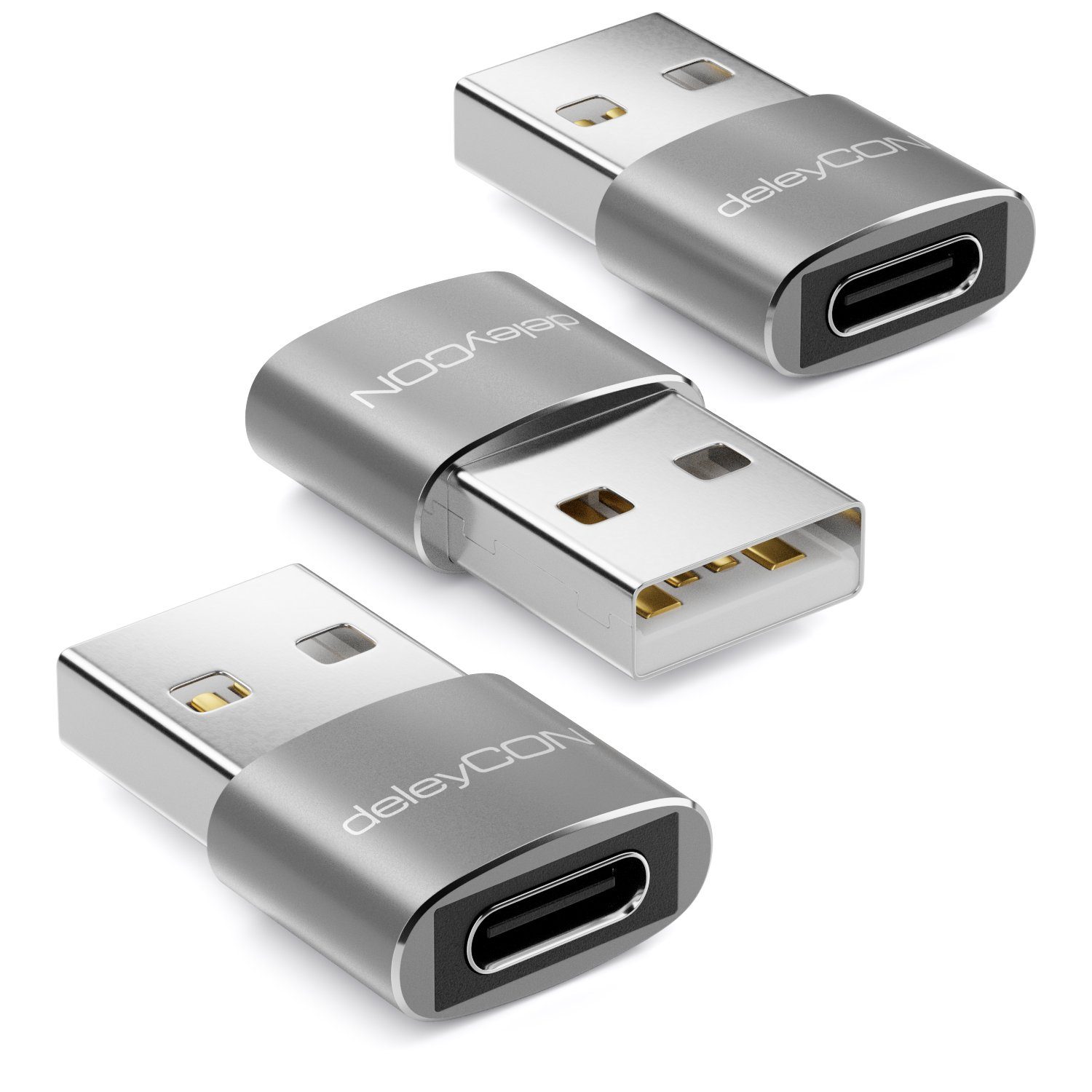 deleyCON 3x USB2.0 Mini Adapter USB zu USB C-Buchse Notebook USB-Adapter