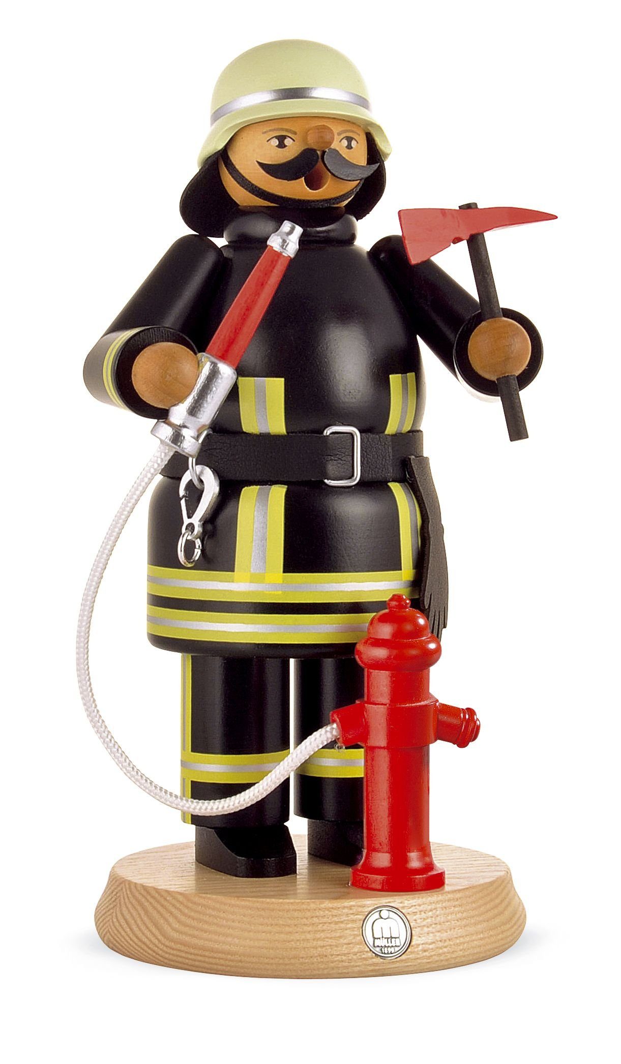 Müller Kleinkunst GmbH Seiffen Фигурка курильщик Räucherfigur Räuchermann groß Feuerwehrmann (BxH):13x24cm NEU