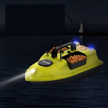 Tidyard RC-Boot GPS Fischerköderboot mit 3 Köderbehältern 1,9 kg Köder,10000mAh, 500 M,wiederaufladbarer Batterie,Ersatzpropeller,Aufbewahrungstasche