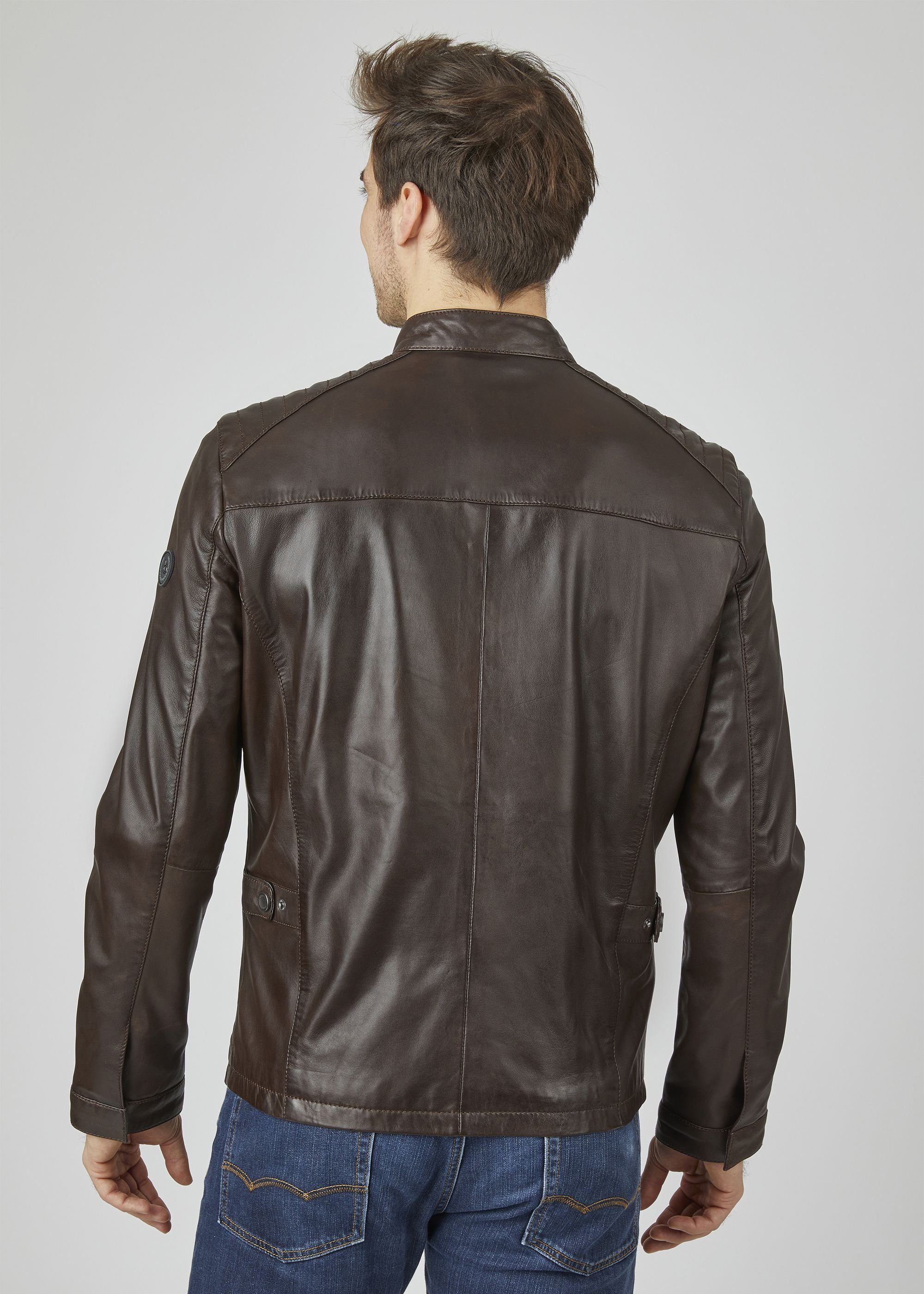 bugatti Lederjacke BUALBERTO (1-St) mit Druckknopfriegeln und Reißverschlüssen