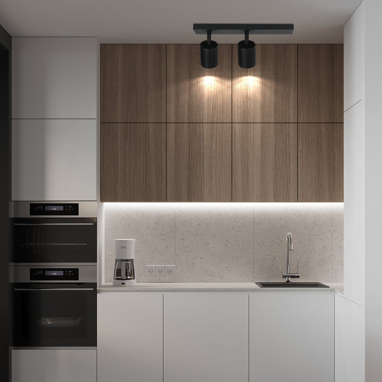 Nettlife Deckenstrahler GU10 für 330° Wohnzimmer, LED wechselbar Schwarz schwenkbare