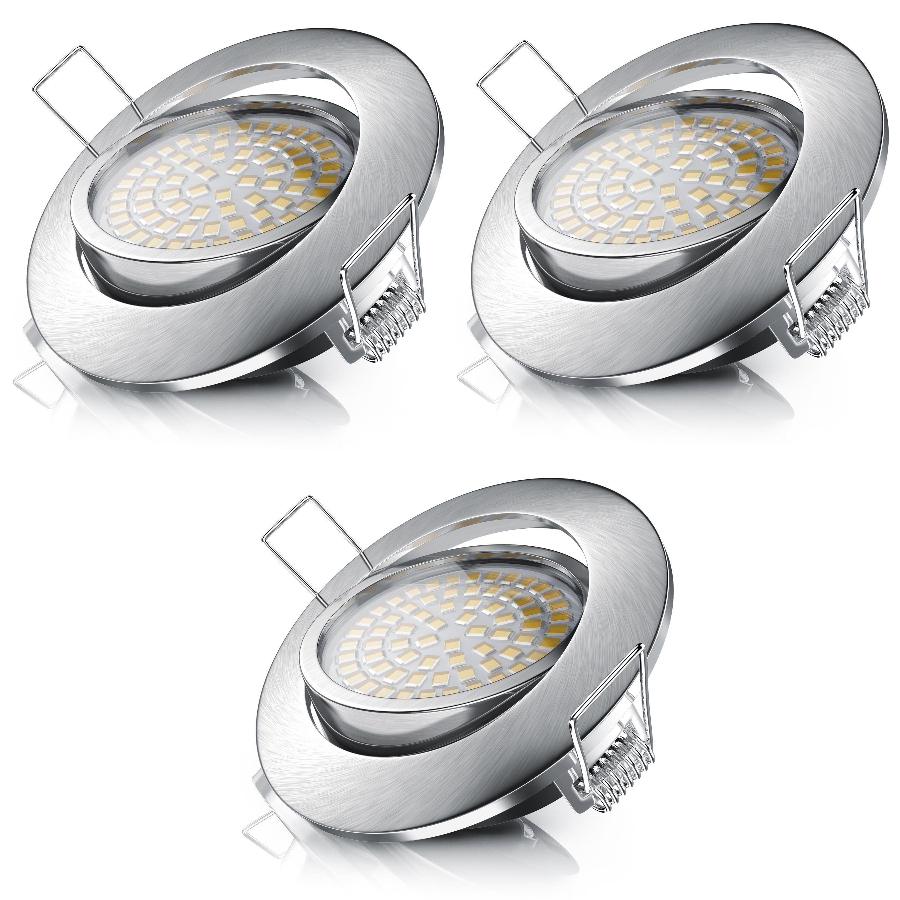 Brandson LED Einbaustrahler, Dimmfunktion; Schwenkmechanismus, Deckenspot mit Aluminium Rahmen, Warmweiß, 3er Set
