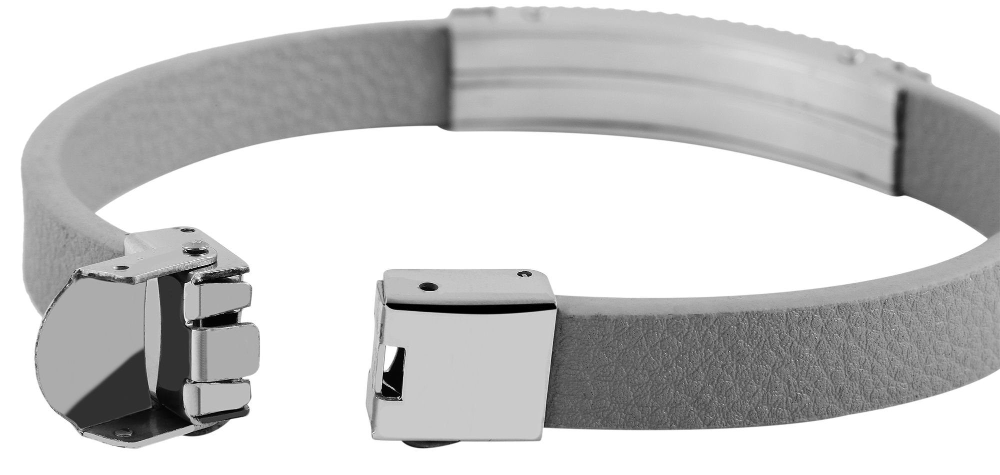 Lederarmband Unisex Grau Eddin (einzeln) Echtleder AKZENT mit Edelstahlelement aus Armband