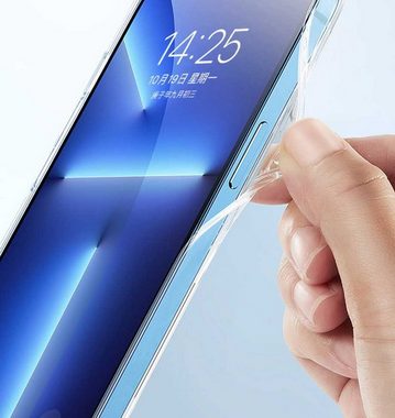 OLi Handyhülle Silikon für iPhone 14 Pro Max mit Panzer Glas mit Kamera Schutz 6,7 Zoll, 10D Displayschutzglas von Rand bis zum Rand & Transparente Case Hülle