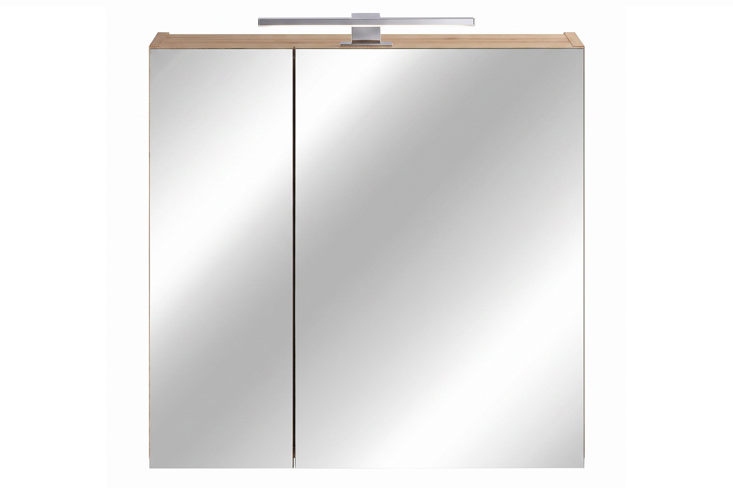Lomadox Spiegelschrank NEWPORT-56-EVOKE 60 cm breit in Eiche, inkl. LED-Aufsatzleuchte