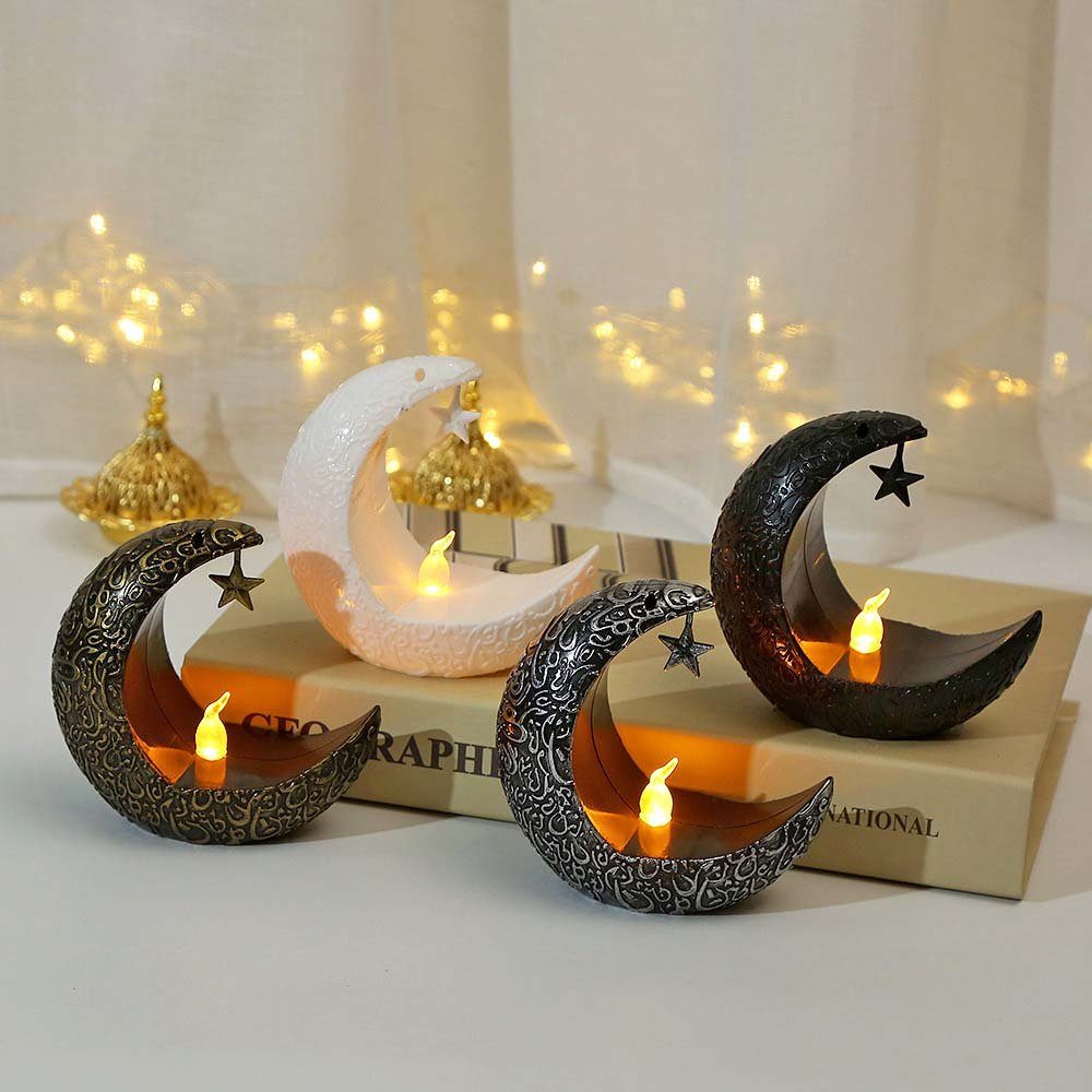 Lapalife LED Nachtlicht Ramadan Mond LED Nachtlicht, Islamische Deko Kerzenhalter, Warmweißes Licht, batteriebetrieben, für Tischdekoration & Fest