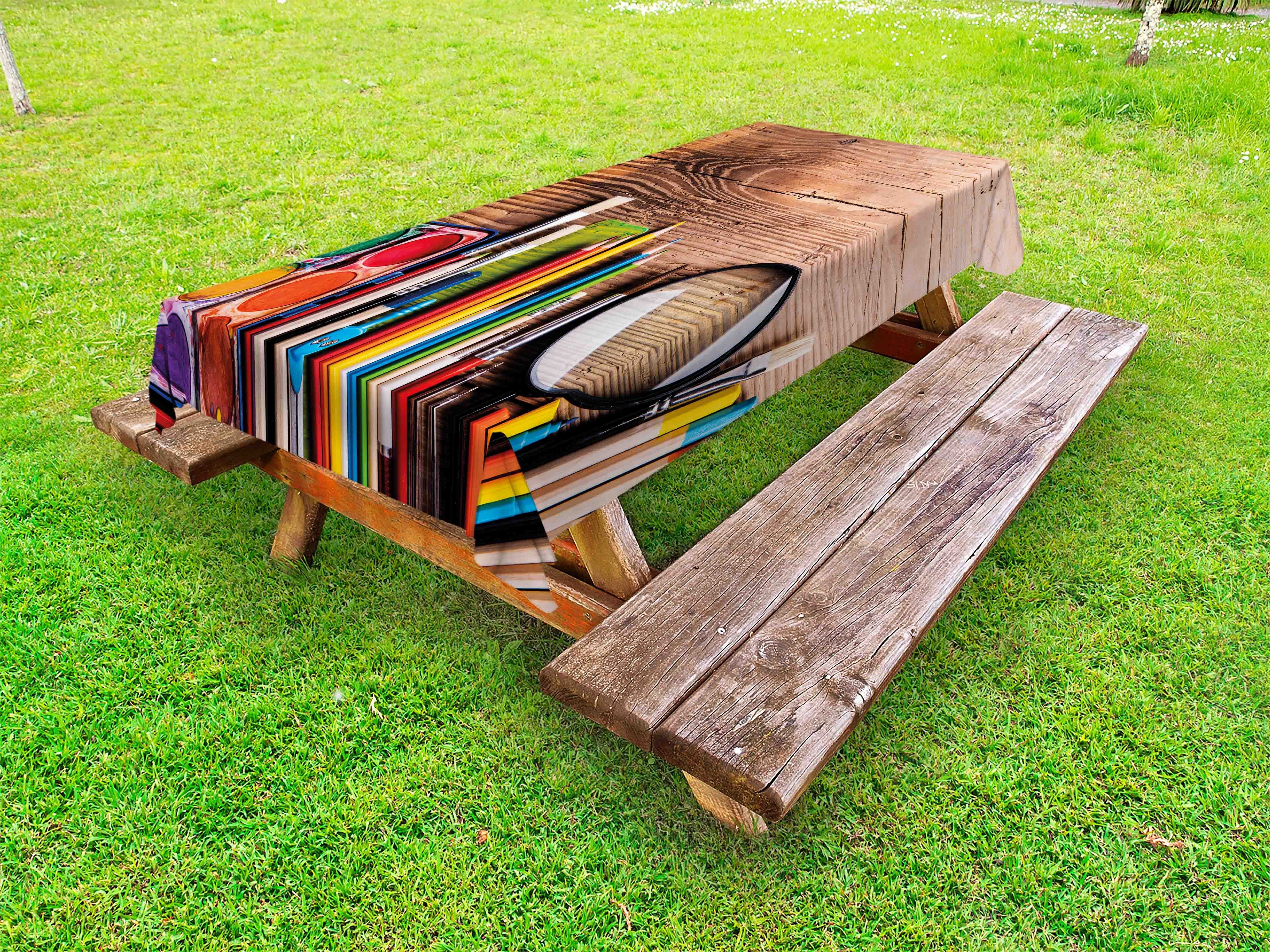 Picknick-Tischdecke, waschbare Abakuhaus auf Schreibtisch Tischdecke Malutensilien Bunt dekorative