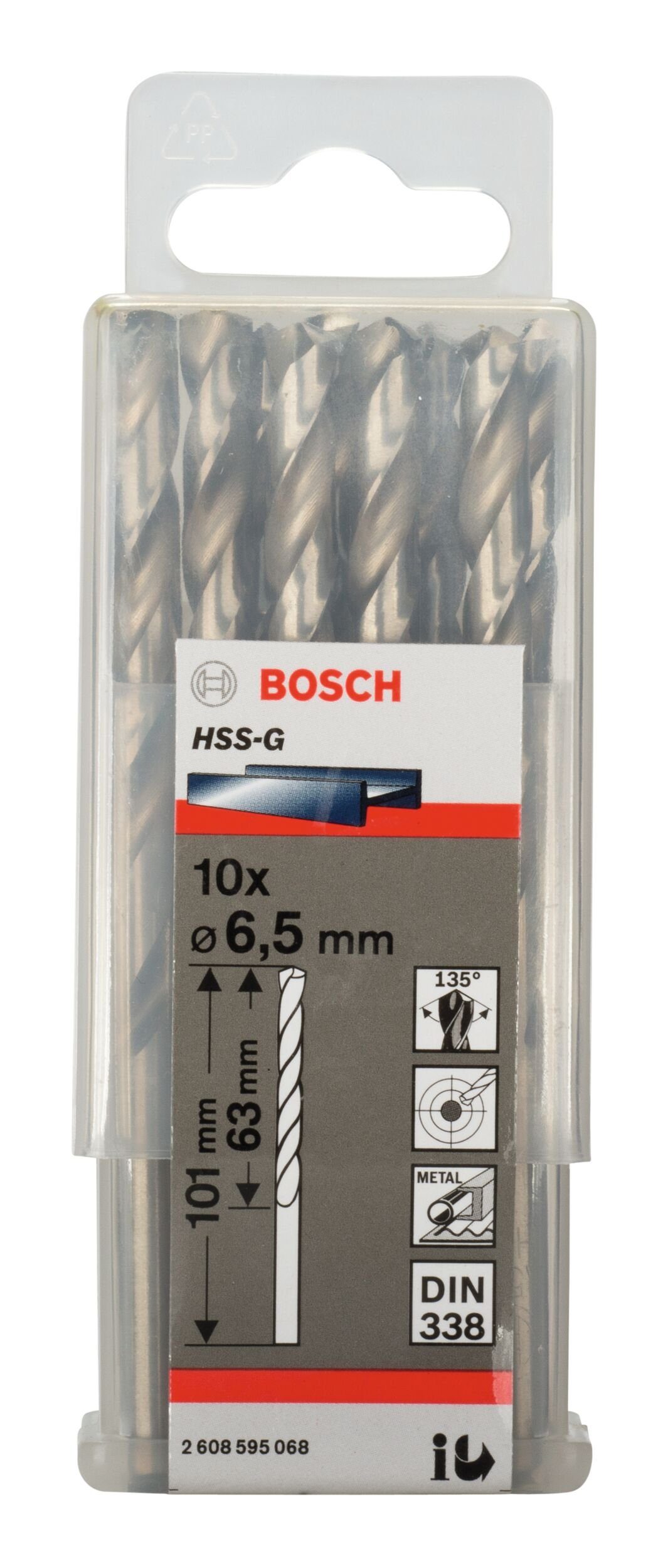 (DIN 10er-Pack - 338) (10 - Metallbohrer, BOSCH x Stück), x HSS-G mm 101 6,5 63
