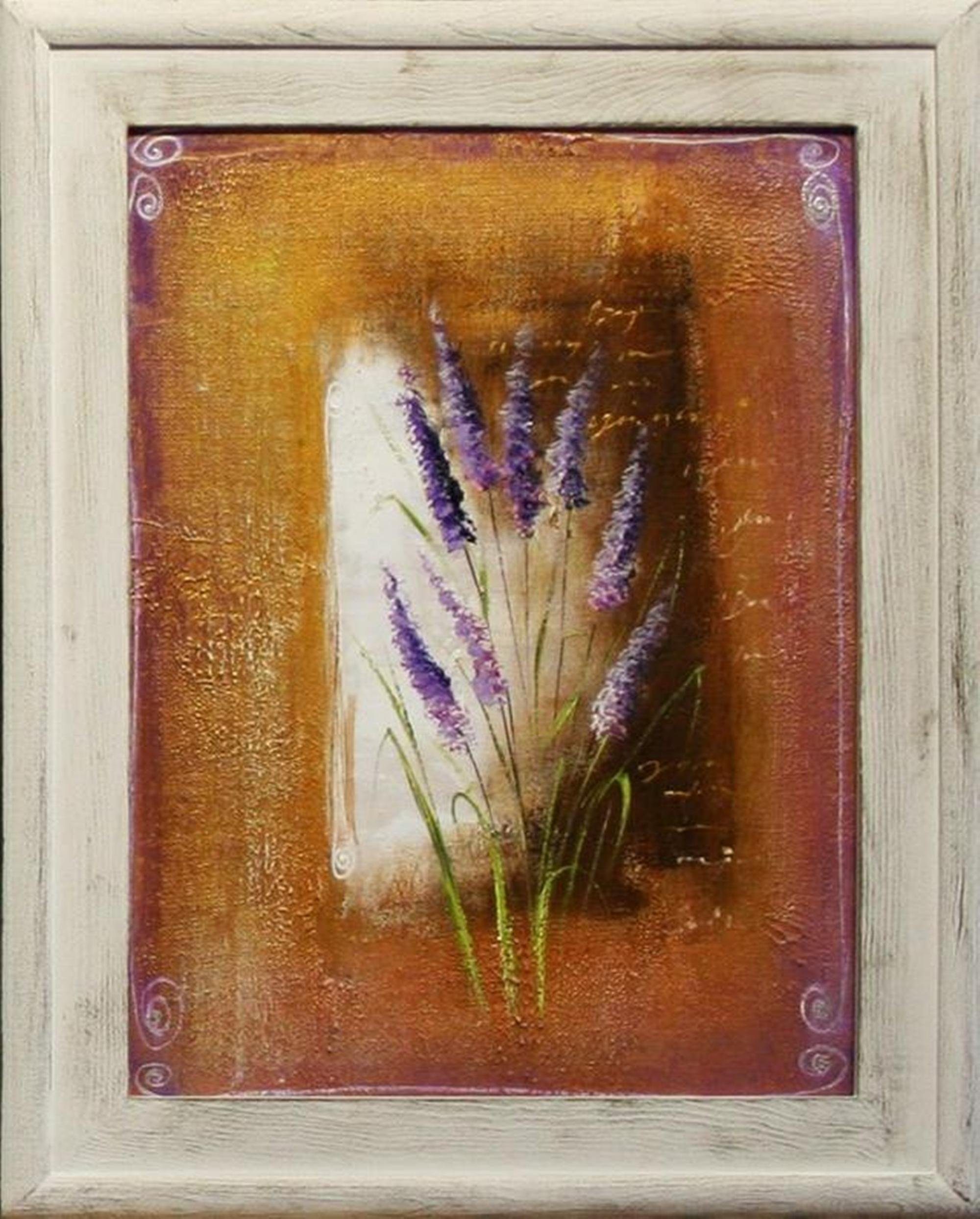 Lavendel Blumen G15415 Rahmen JVmoebel Bilder Gemälde Gemälde Ölbilder Sofort, Ölgemälde