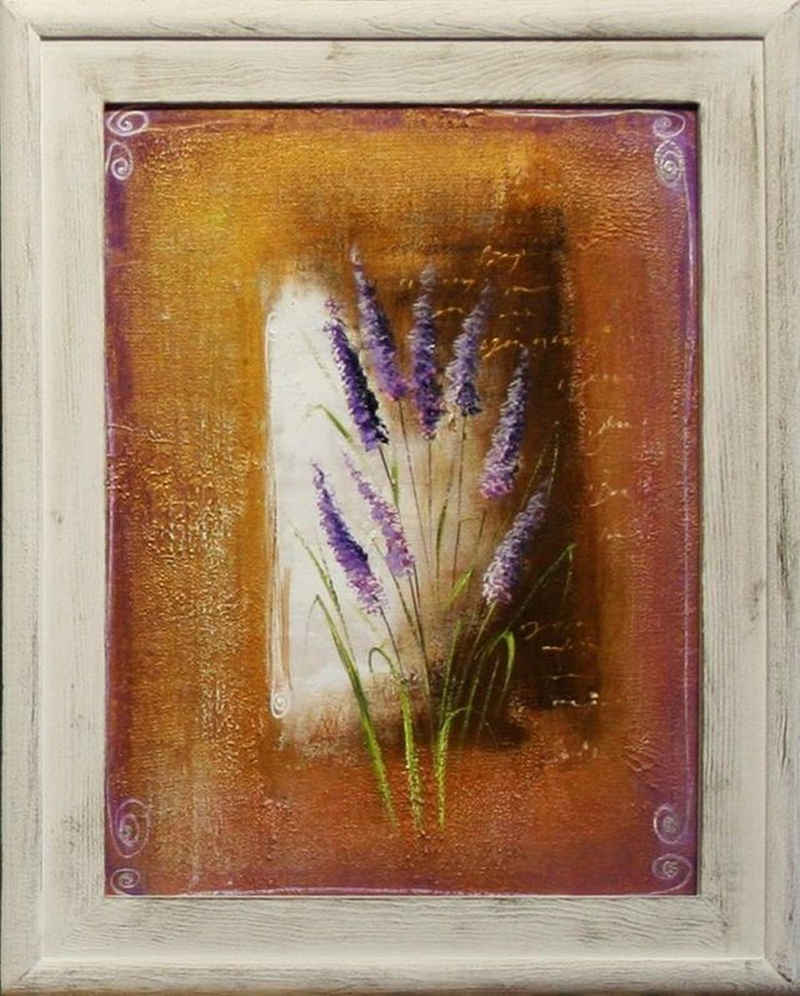 JVmoebel Gemälde Lavendel Ölgemälde Bilder Gemälde Ölbilder Rahmen G15415 Sofort, Blumen