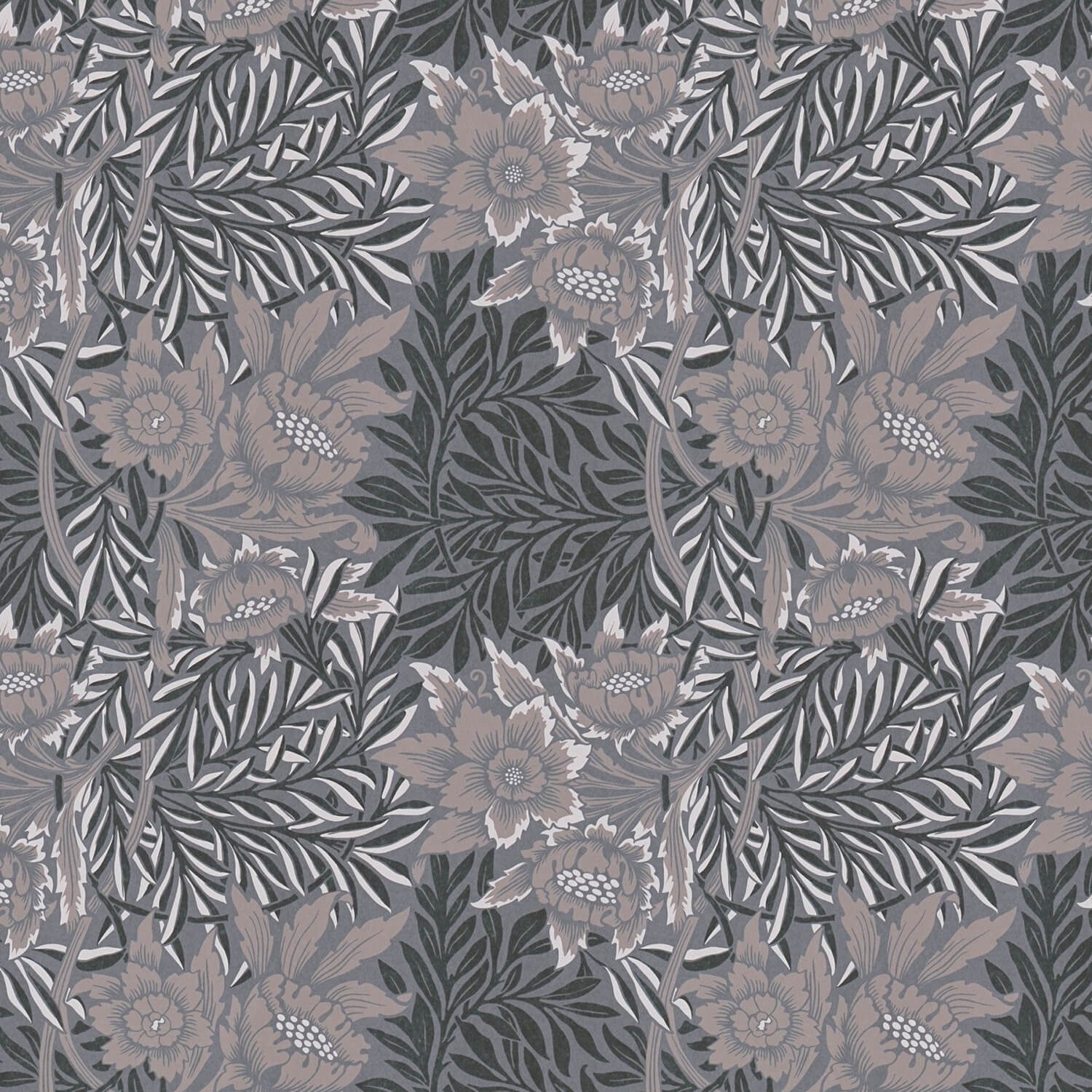 Profhome Vliestapete 390585-GU Blumen Tapete Floral matt grau beige-grau weiß, glatt, (1 Rolle, 5,33 qm), Vliestapete, grau