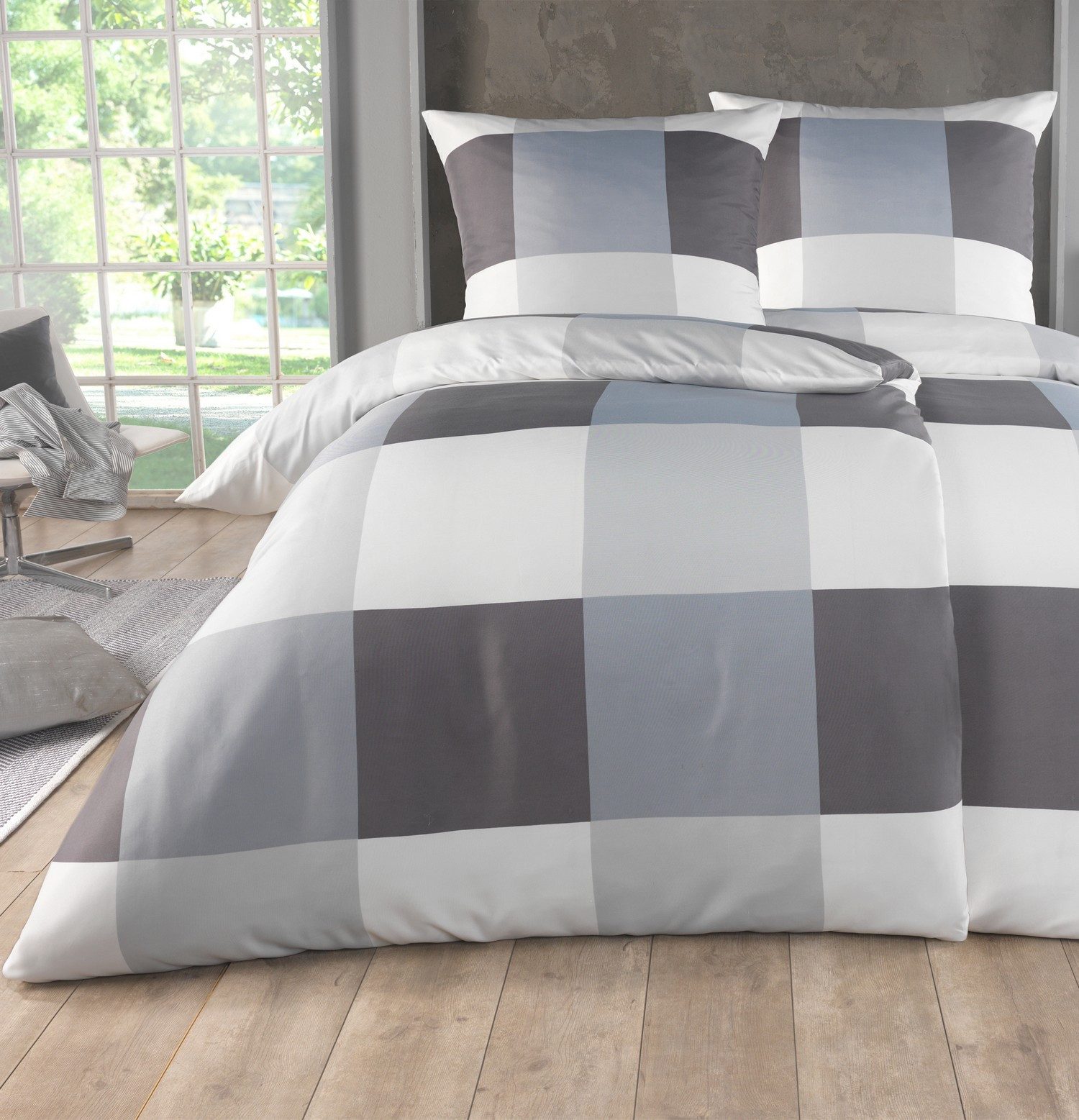 Kuscheli Bettwäsche 2x 135x200 + 2x 80x80 cm atmungsaktiver Bettbezug, moderne Designs, Für Allergiker geeignet, pflegeleicht, angenehm weicher Stoff