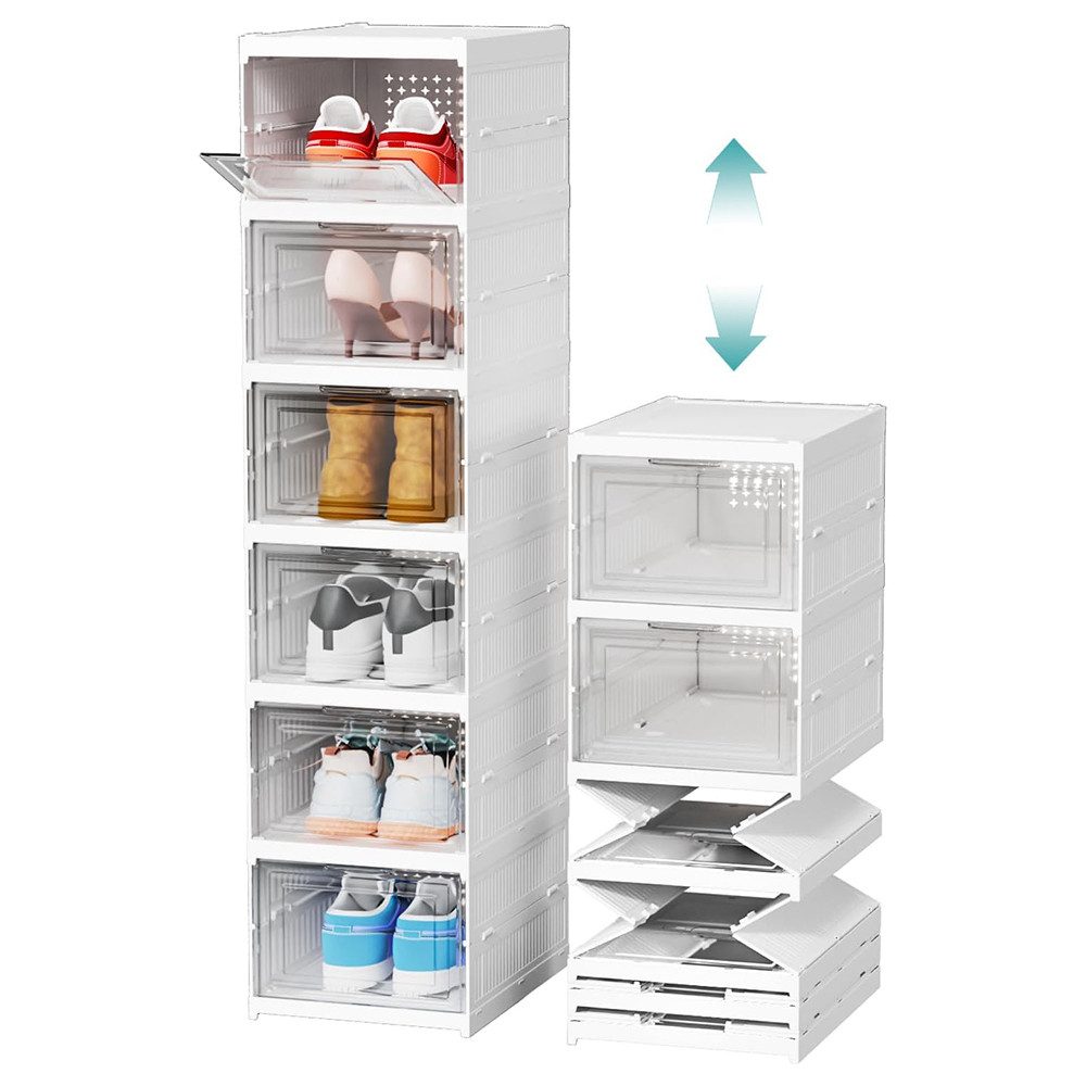 NUODWELL Schuhbox Faltbar Schuhaufbewahrung, Schuhboxen Stapelbar mit Trans günstig online kaufen