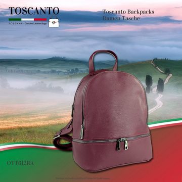 Toscanto Cityrucksack Toscanto Damen Cityrucksack Leder Tasche (Cityrucksack), Damen Cityrucksack Leder, rosa, Größe ca. 32cm