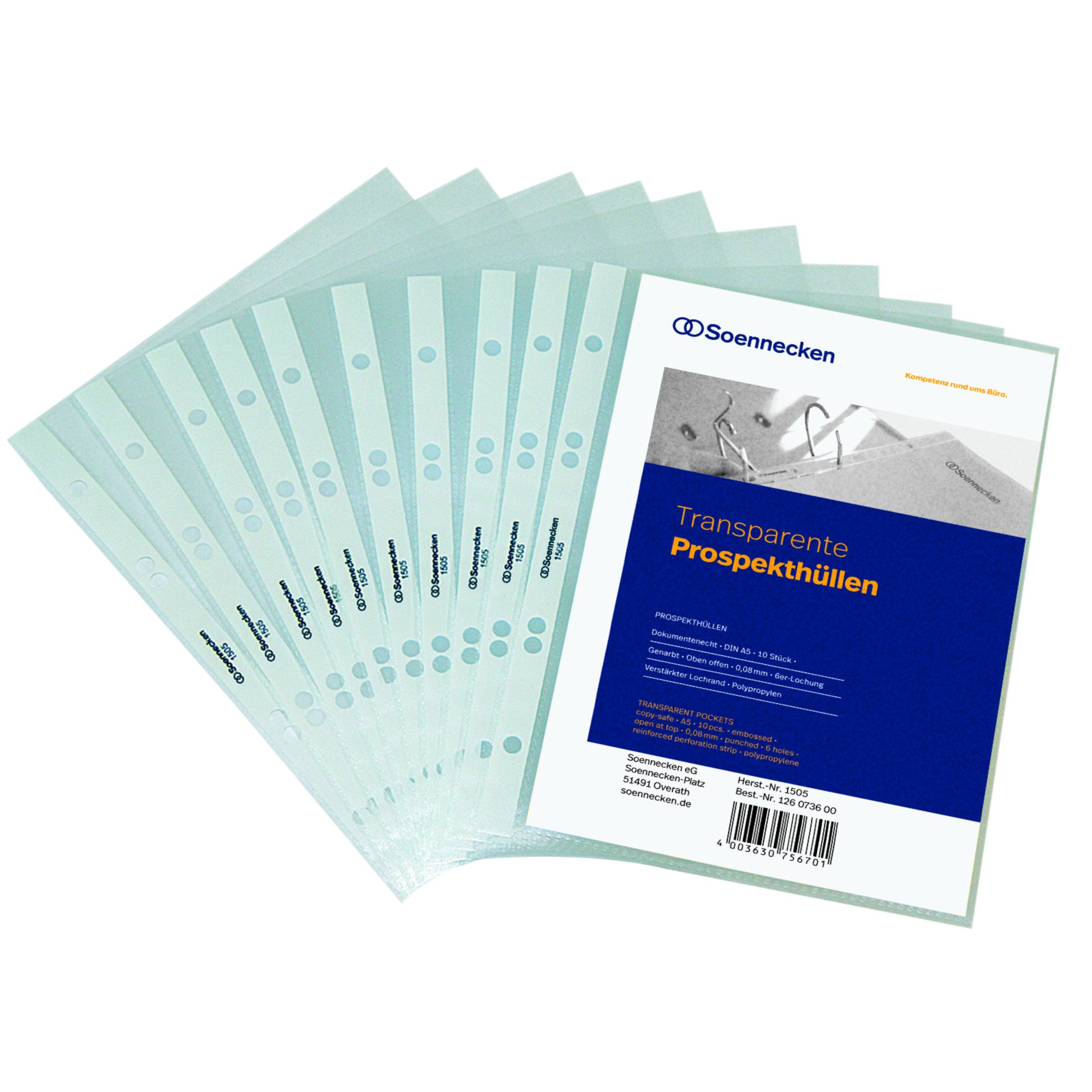 Soennecken Prospekthülle Prospekthülle 1613 DIN A5 PP transparent 100 Stück