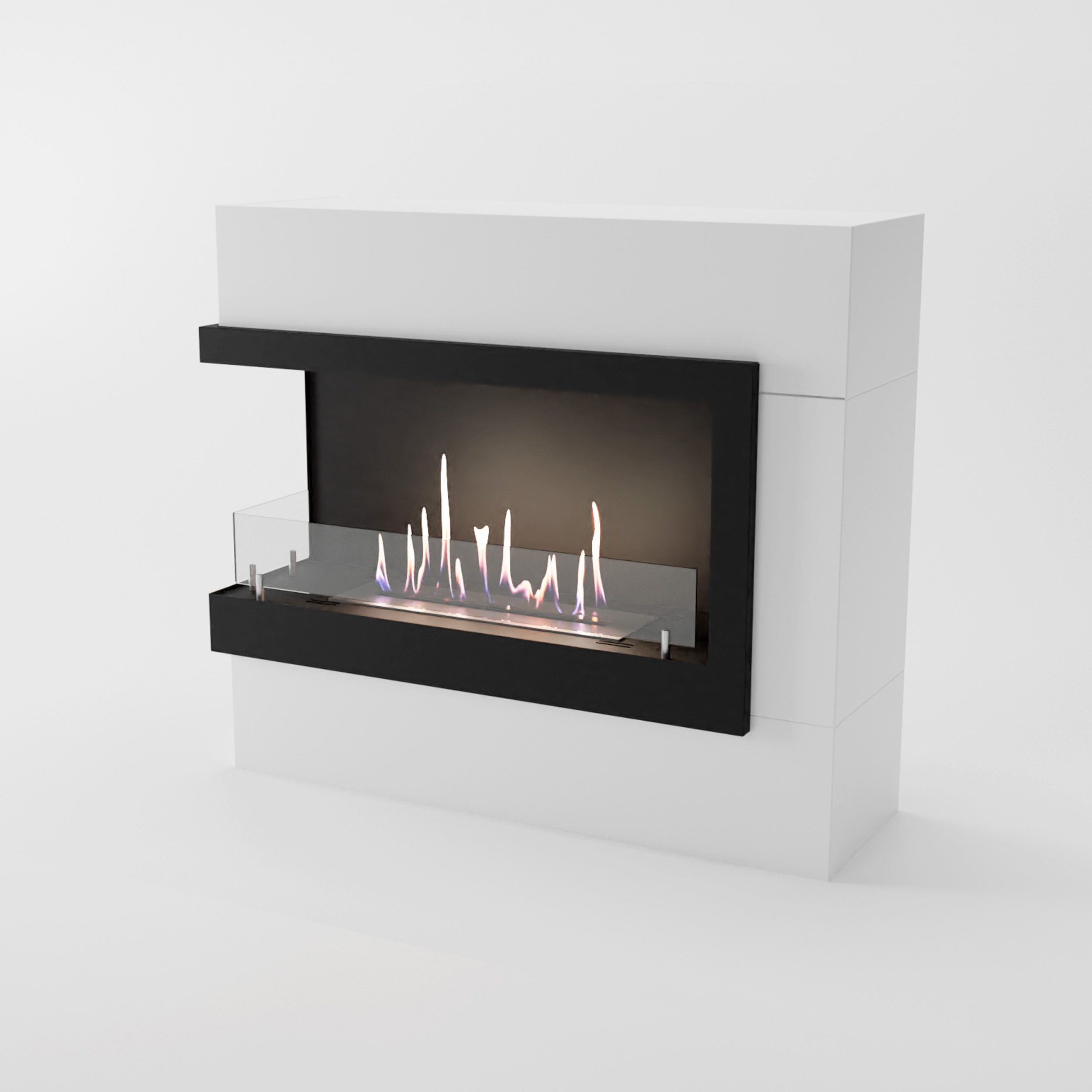 GLOW FIRE Echtfeuer-Dekokamin Halden Mini links Ethanol Kamin, Bioethanol Kamin mit 3h Brenndauer, Heizleistung bis 2kw