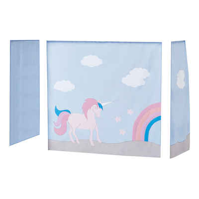 Bettvorhang Unicorn hellblau-rosa inkl. Befestigung 100% Baumwolle, Hoppekids