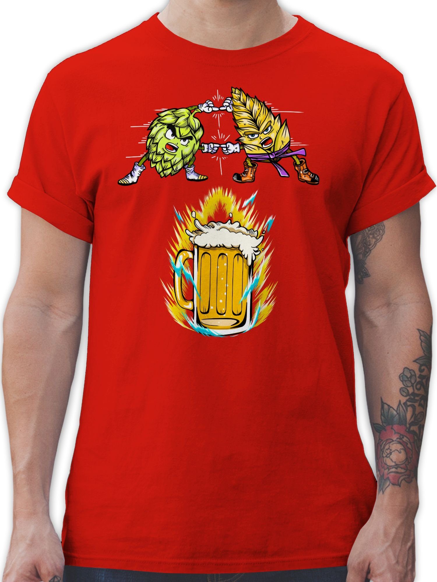 Shirtracer T-Shirt Bier Fusion - Hopfen & Malz Nerd Geschenke 02 Rot