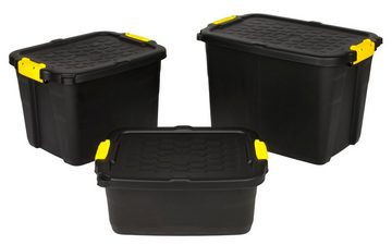 Kreher Aufbewahrungsbox Aufbewahrungsbox "TOUGH" 24L in Schwarz mit abschließbarem Deckel