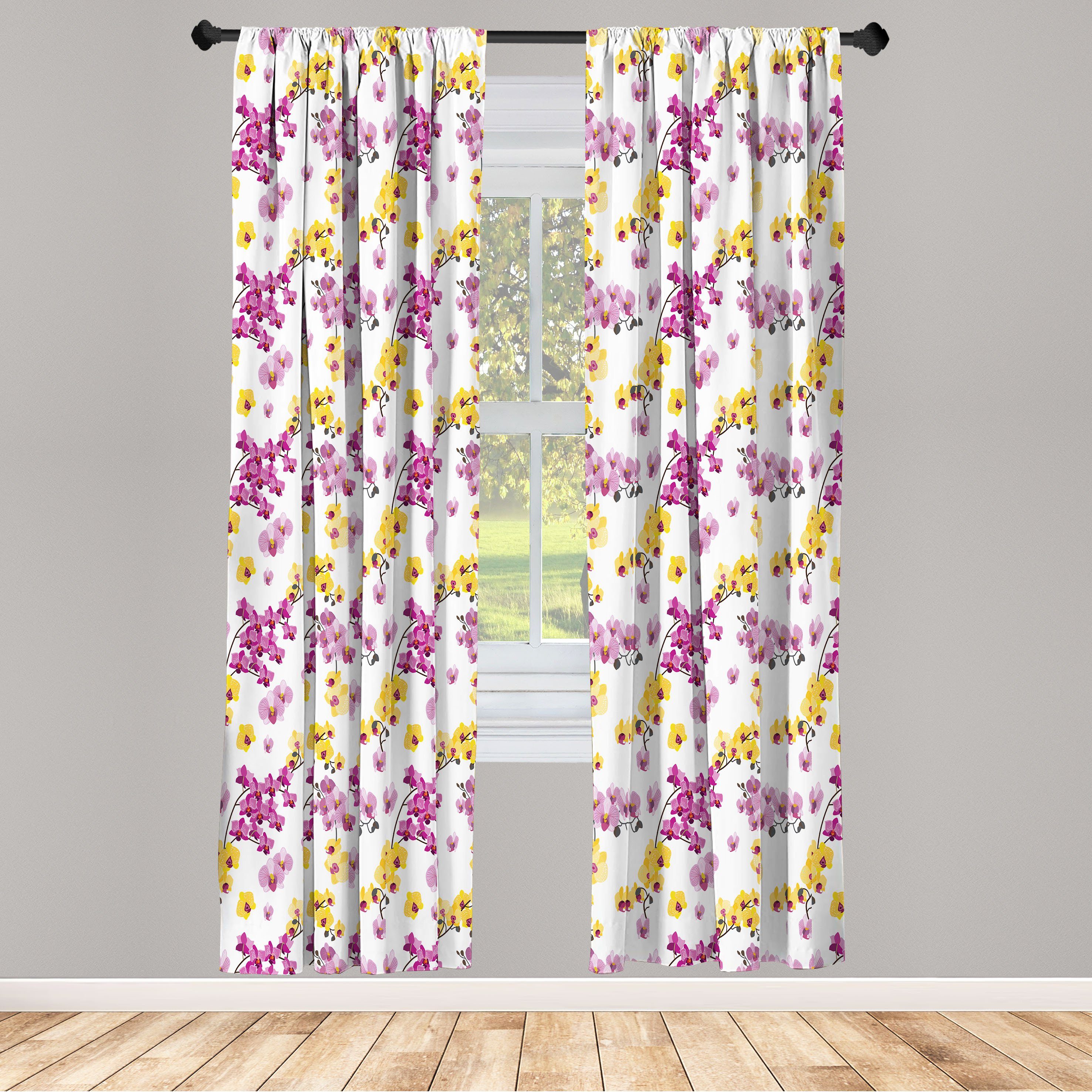 Gardine Vorhang für Wohnzimmer Dekor, Blühend Schlafzimmer Orchid Microfaser, Aloha Abakuhaus, Branchen