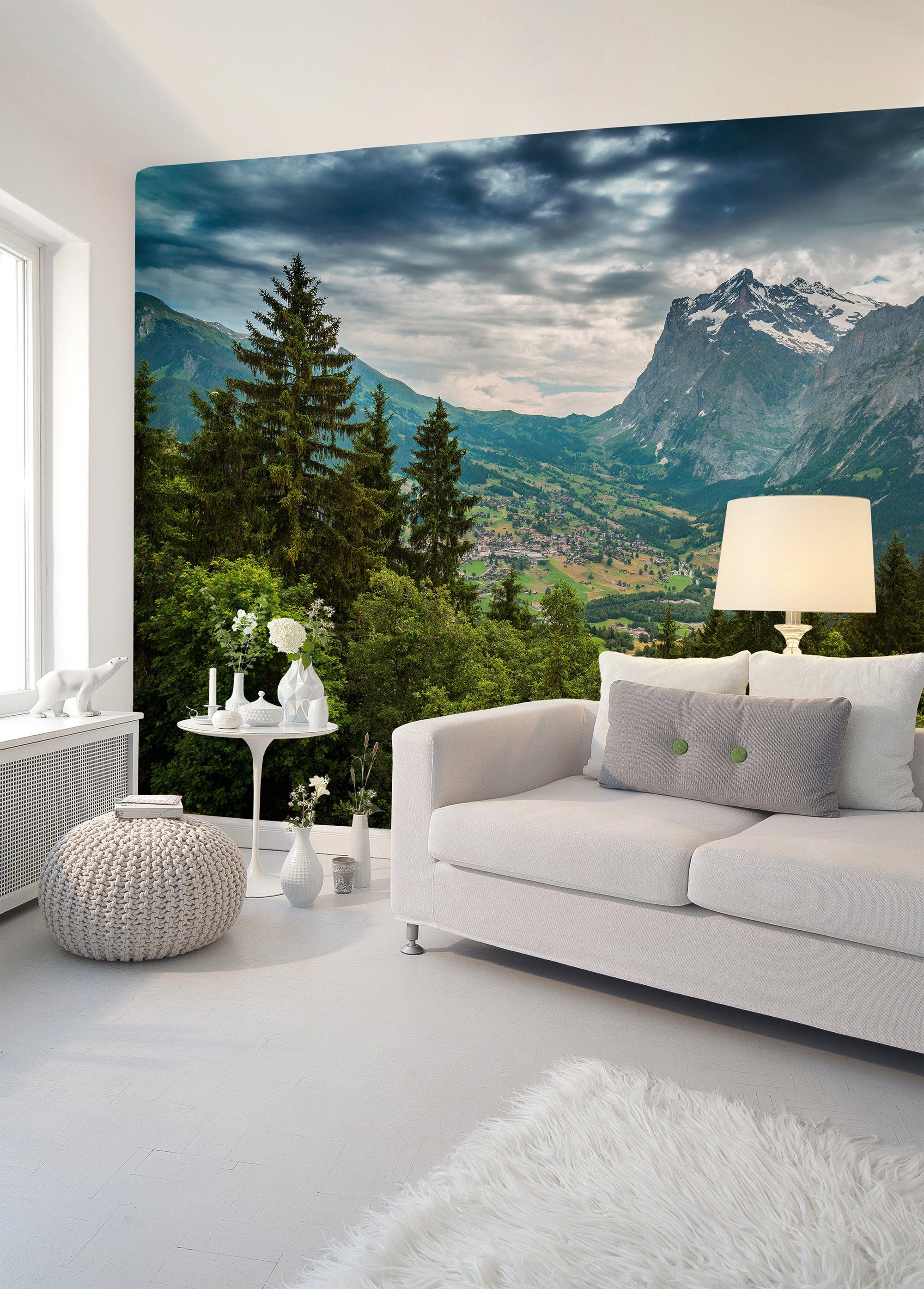 Fototapete living Decke Schräge, walls glatt, Views, Vlies, Wand, (5 Designwalls St), Mountain