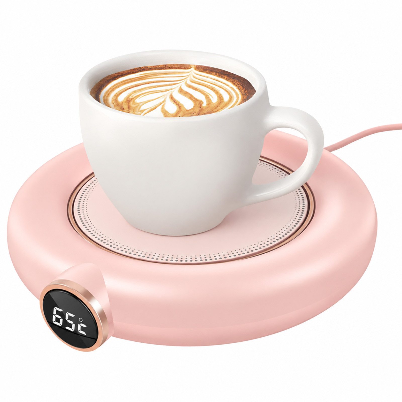 MOPUEA Tassenwärmer Kaffeetassenwärmer 3 Temperaturen Einstellbare für Büro/Heimgebrauch, 3 Stufen, LED Display, USB, Auto-Off, universell