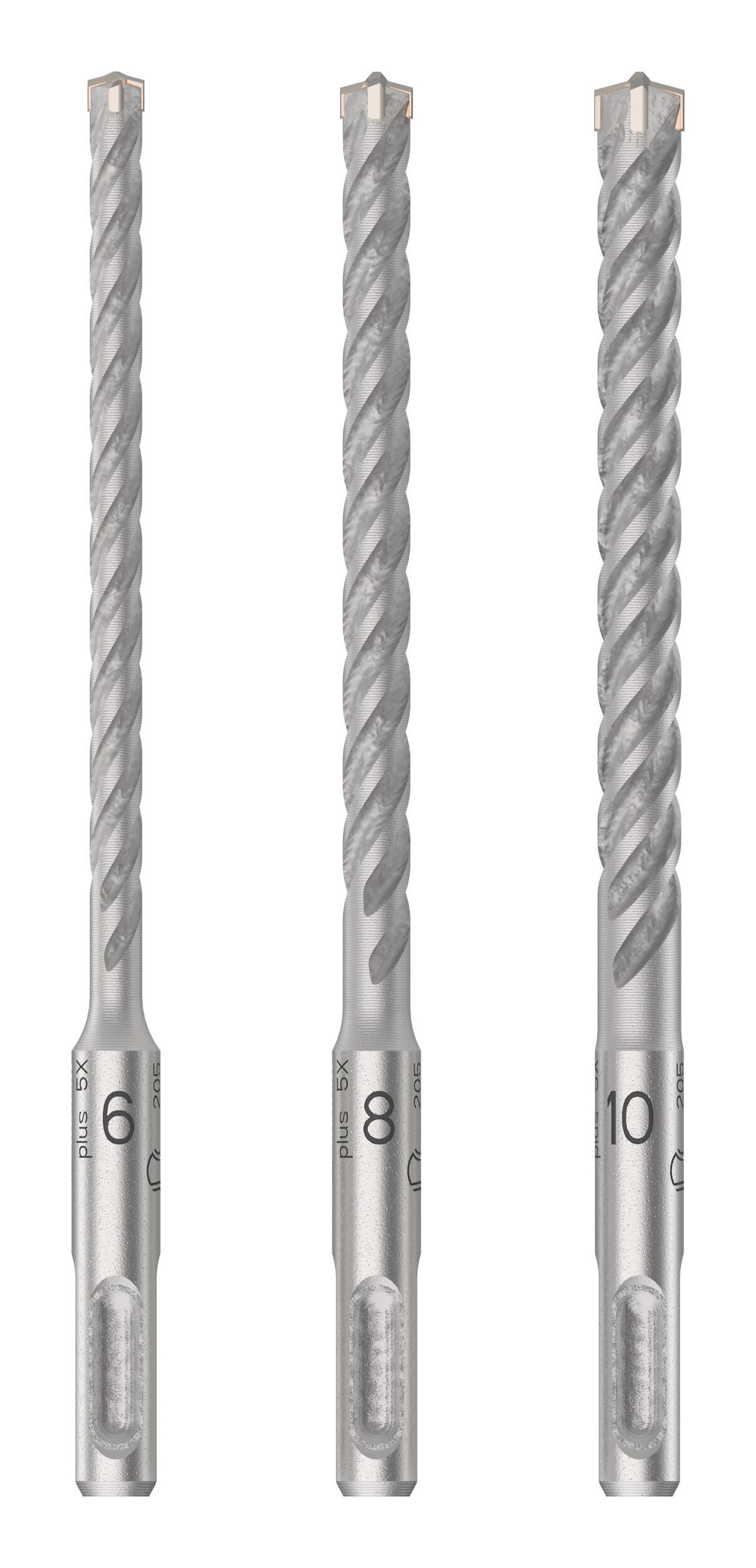 BOSCH Universalbohrer Pro SDS plus-5X, (3 Teile), SDS plus-5X Hammerbohrer-Set, 6/8/10 mm, 3-teilig