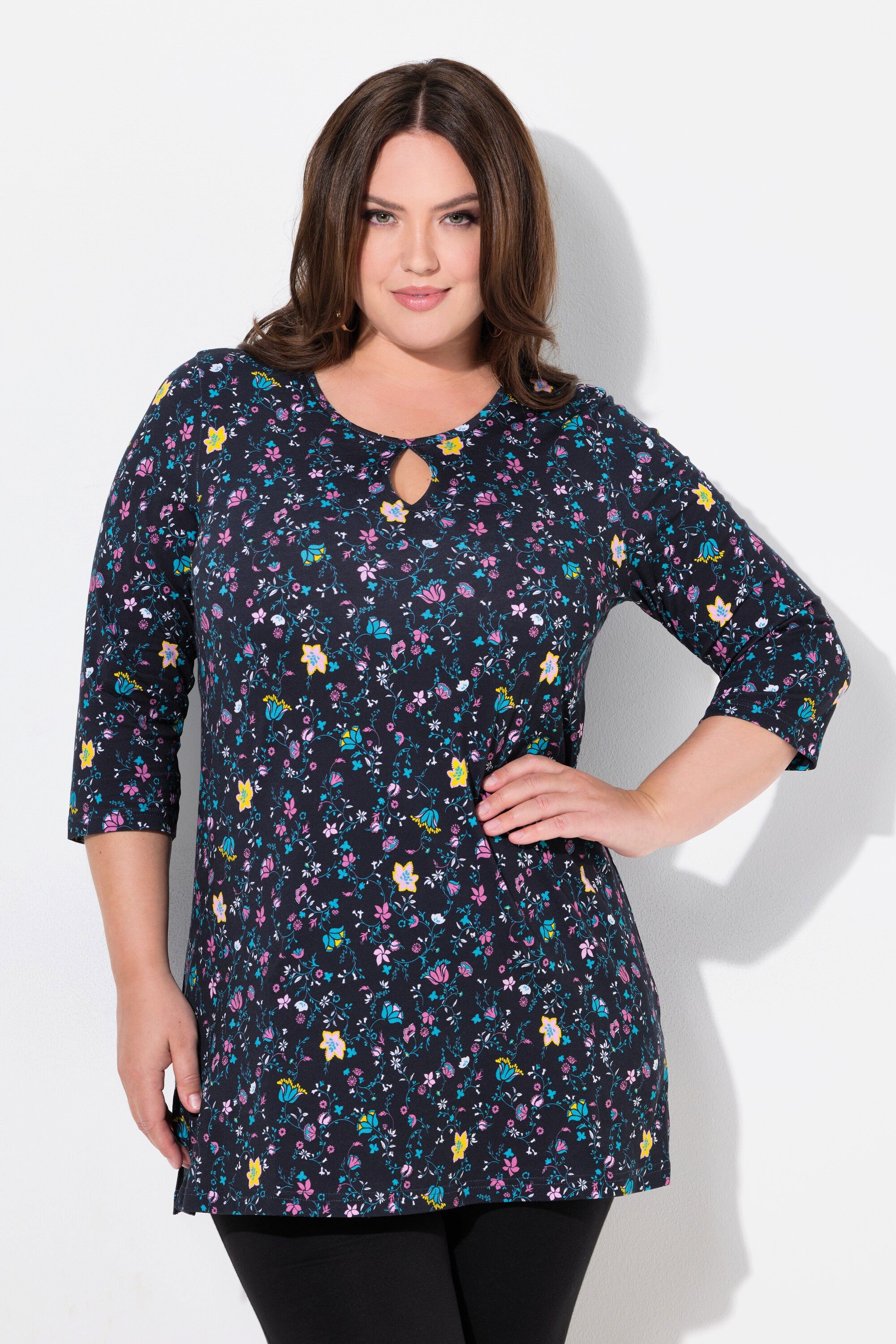 Ulla Popken Longshirt Longshirt Blüten A-Linie günstig online kaufen