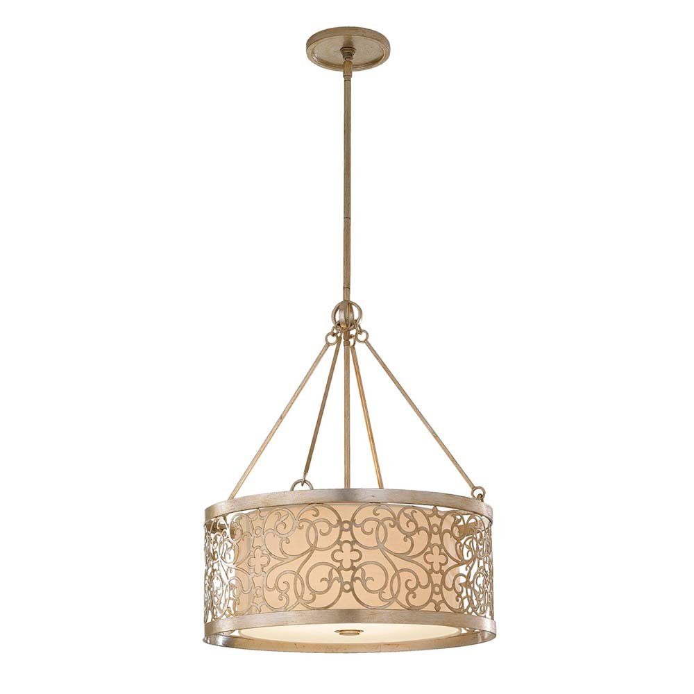 Elstead LIGHTING Hängeleuchte, Leuchtmittel nicht inklusive, Pendellampe Deckenleuchte Hängelampe Stahl Glas Silber D 58,4 cm