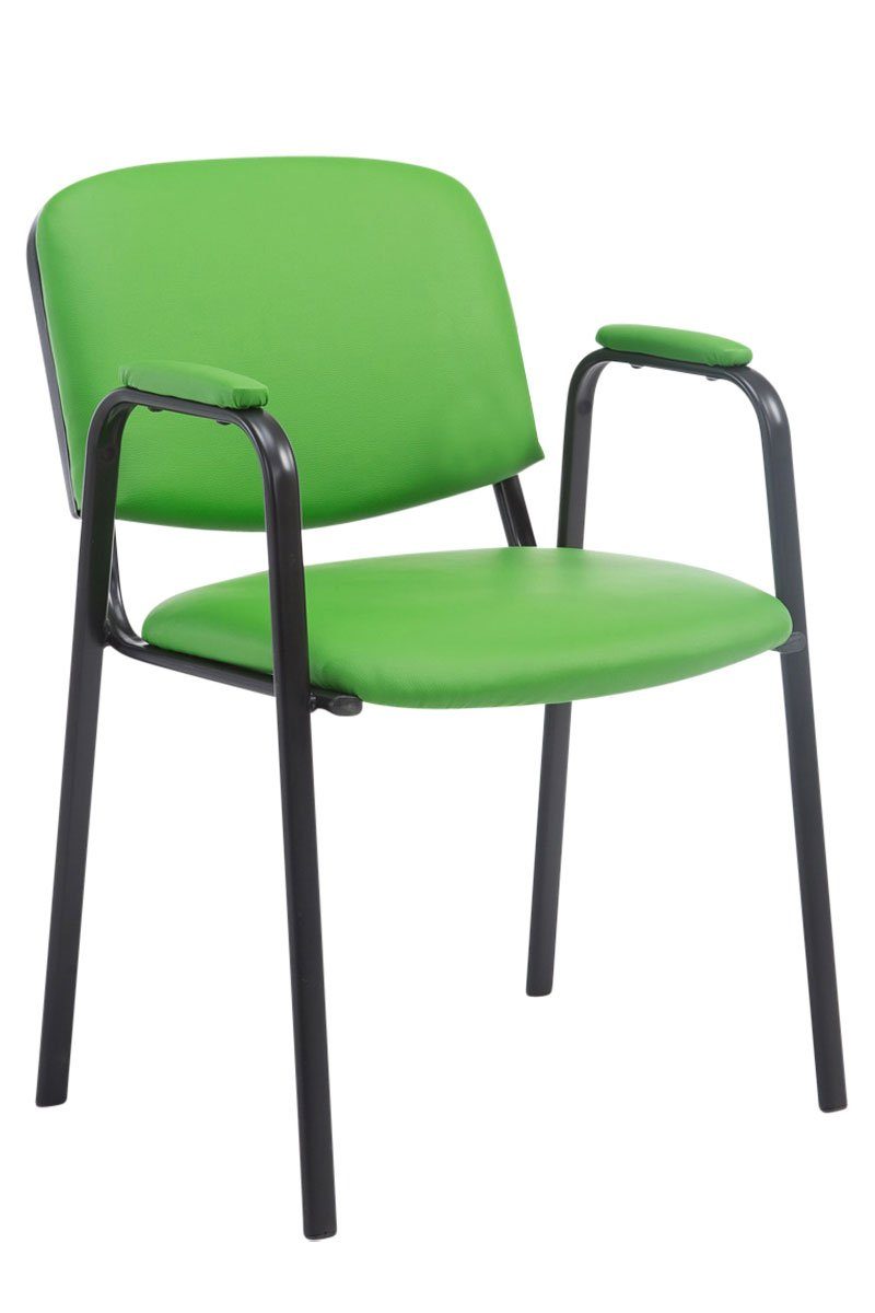 Konferenzstuhl Gestell: Kunstleder (Besprechungsstuhl TPFLiving Besucherstuhl - - hochwertiger Keen - - grün Metall Messestuhl), Warteraumstuhl Polsterung Sitzfläche: schwarz mit