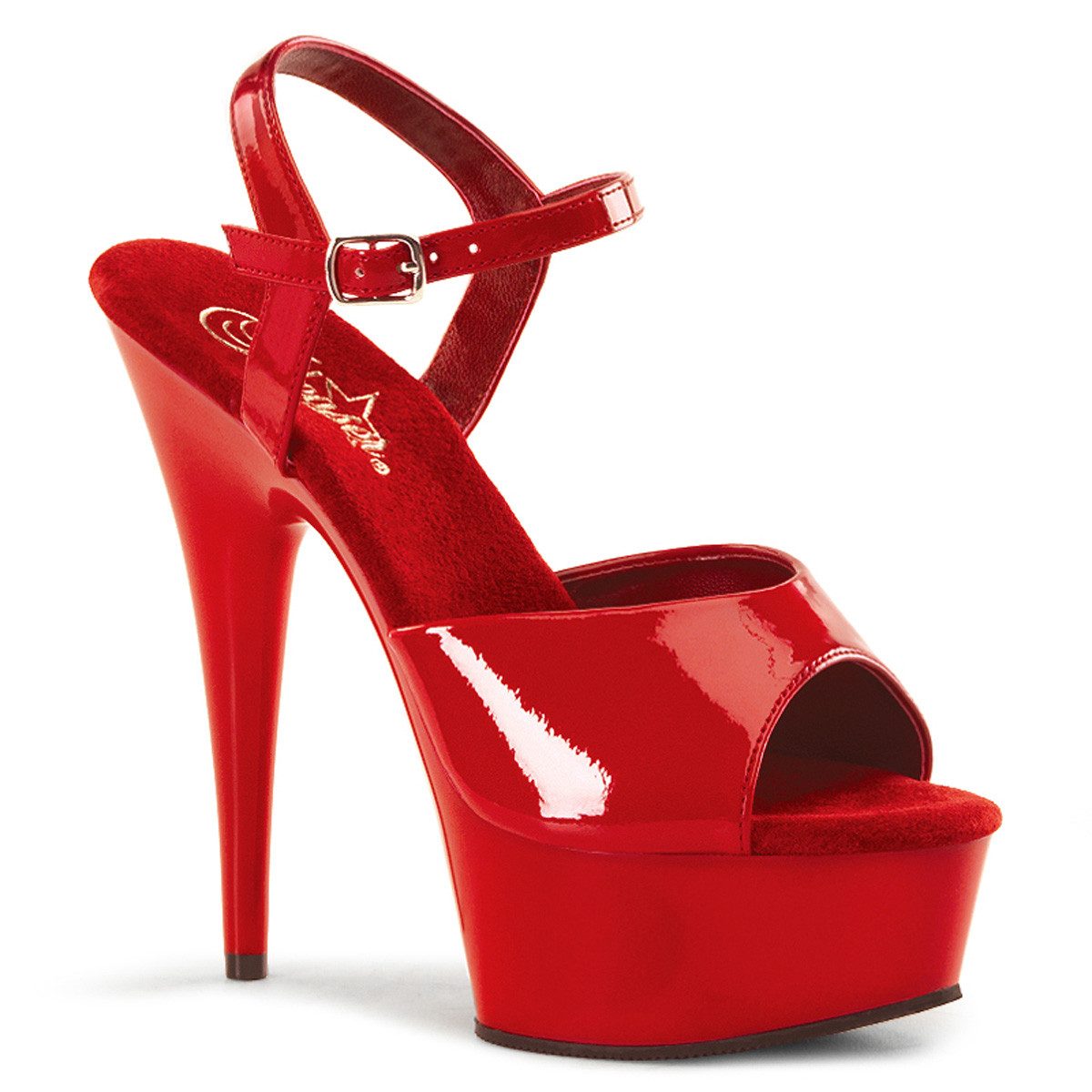 Sale DELIGHT-609 Pleaser High-Heels Plateausandaletten rot Lack Lederi High-Heel-Stiefel