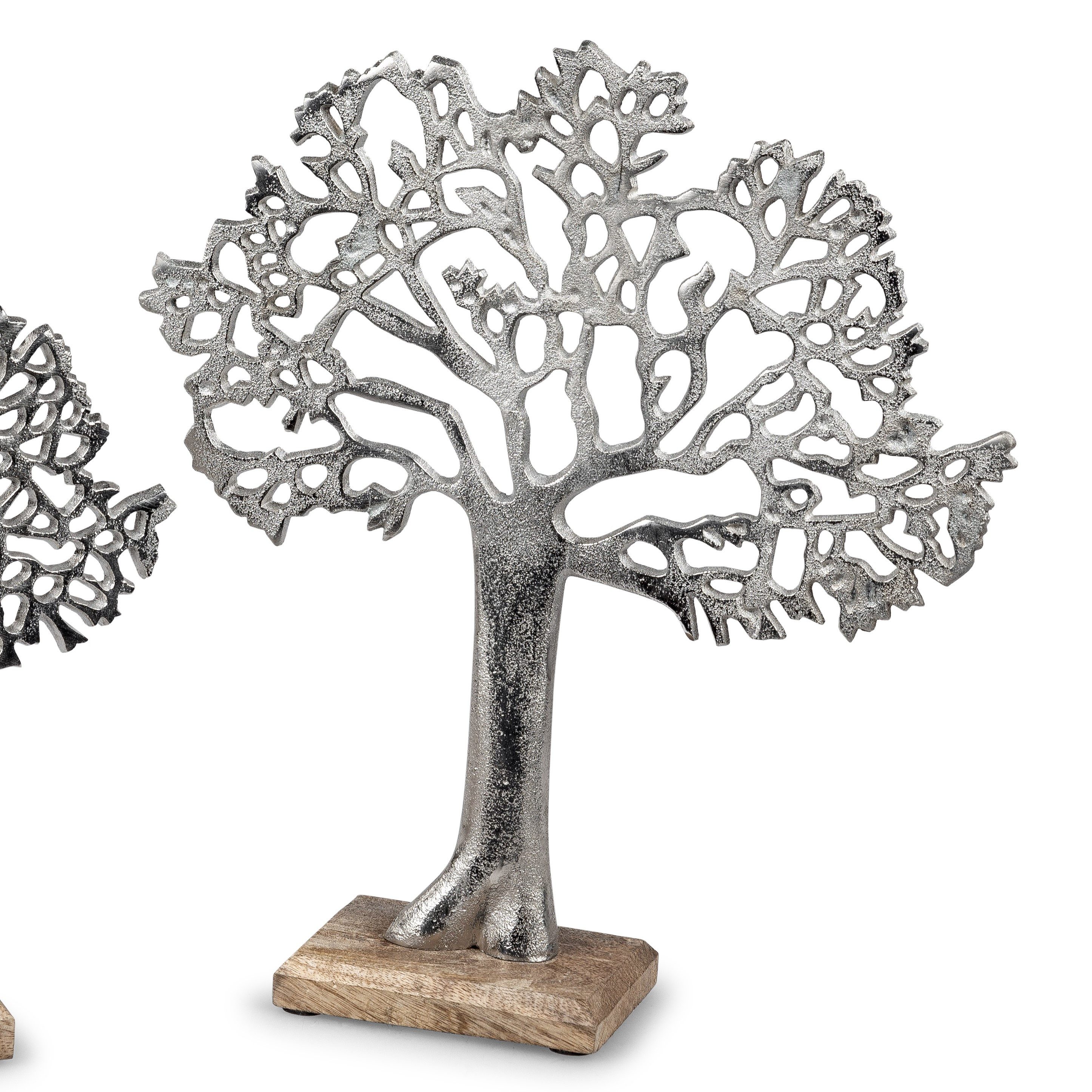 formano Skulptur Alu Mangoholz, auf Sockel, Silber, Baum, H: 34cm