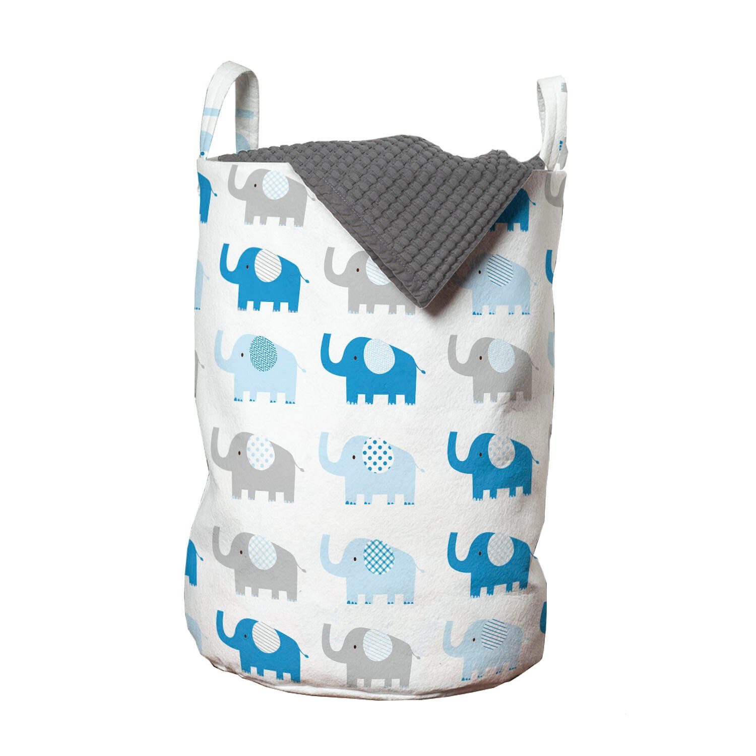 Abakuhaus Wäschesäckchen Wäschekorb mit Griffen Kordelzugverschluss für Waschsalons, Tier Baby-Elefanten Zusammensetzung